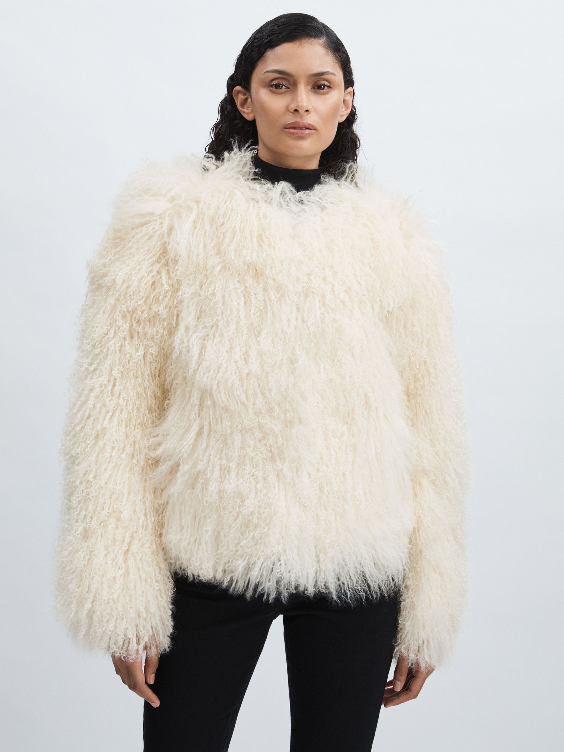 Meotine Shearling Jacket in Cream - Image 5 of 8
