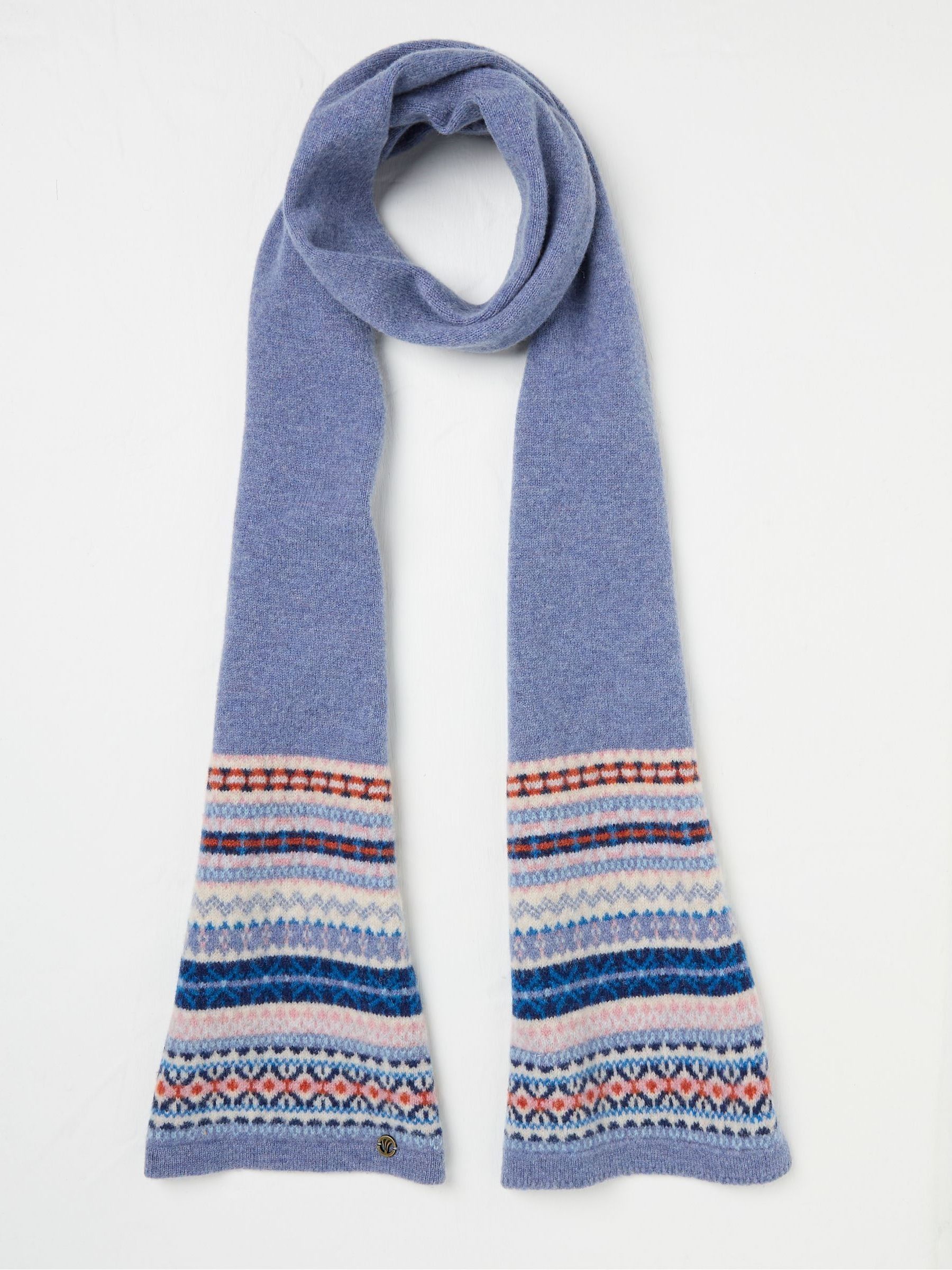 Blue Lambswool Fairisle Scarf - Image 1 of 3
