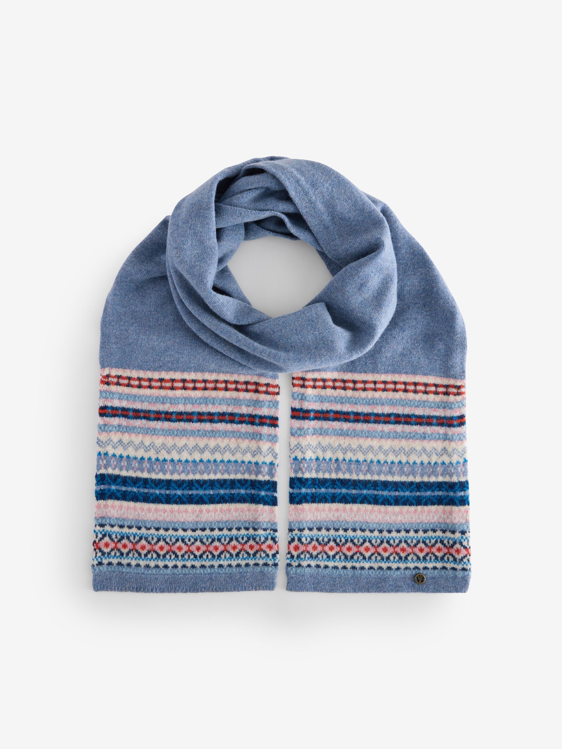 Blue Lambswool Fairisle Scarf - Image 2 of 3
