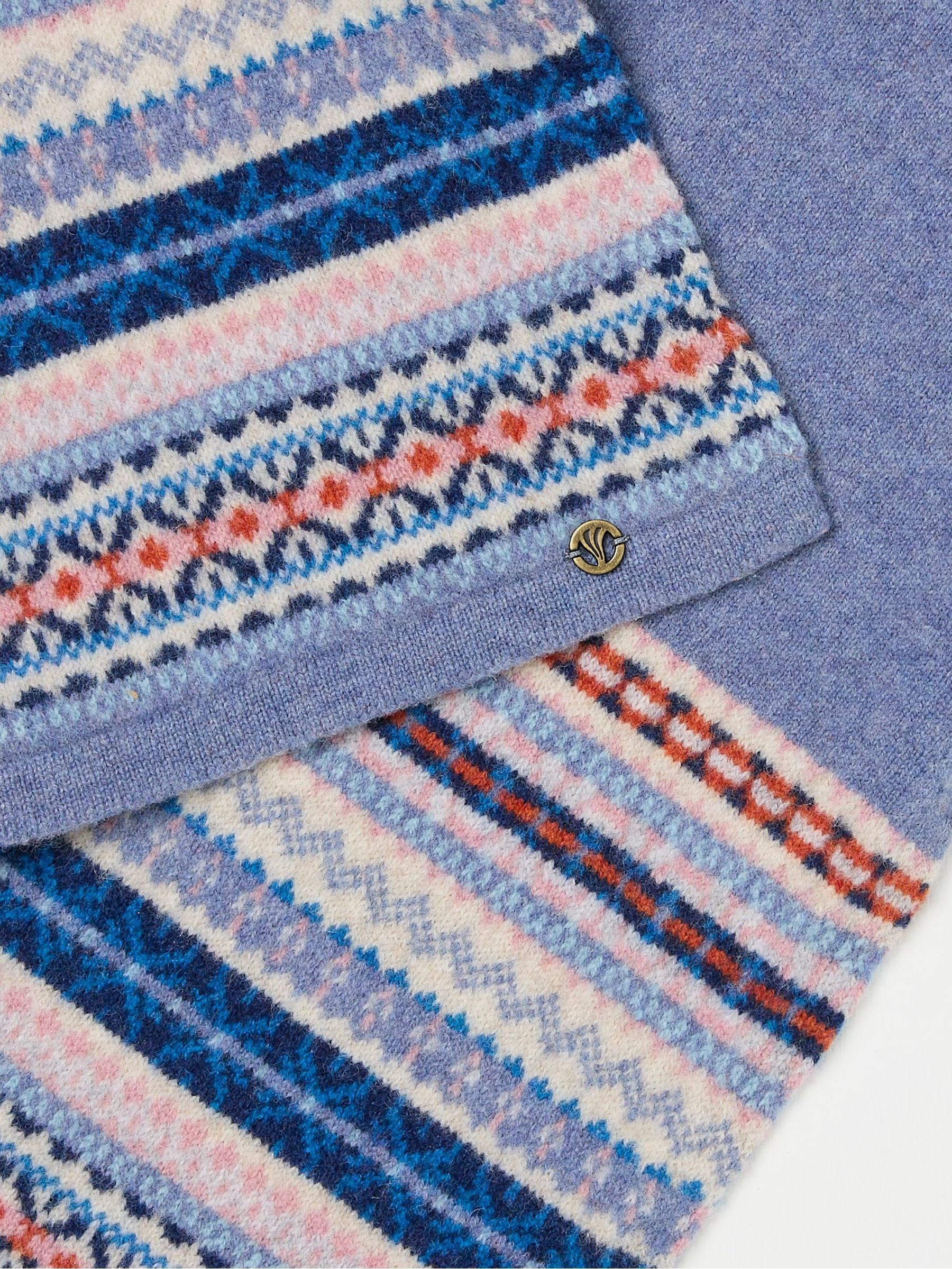Blue Lambswool Fairisle Scarf - Image 3 of 3