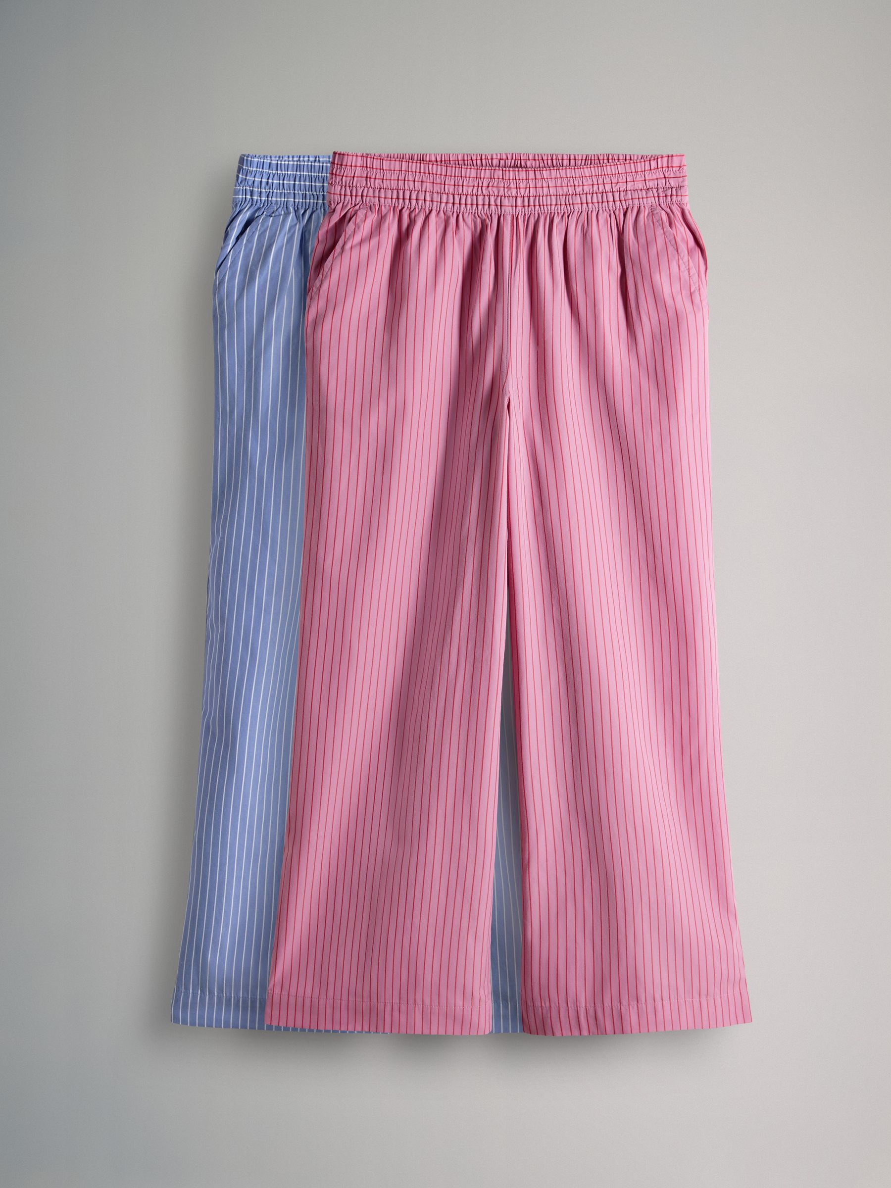 Pink Stripe/Blue Stripes 2 Pack Pull On Poplin Trousers - Image 2 of 10