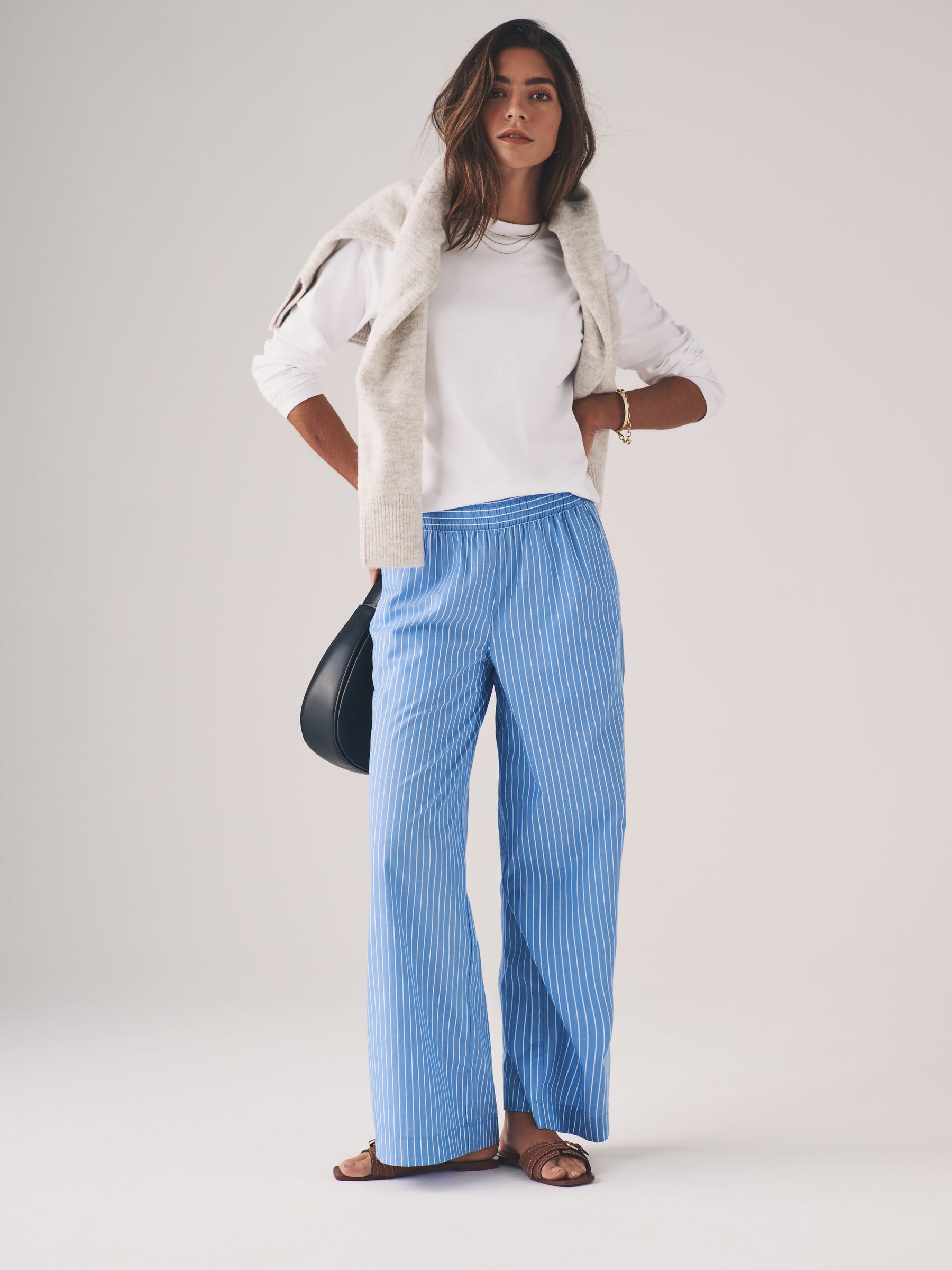 Pink Stripe/Blue Stripes 2 Pack Pull On Poplin Trousers - Image 3 of 10