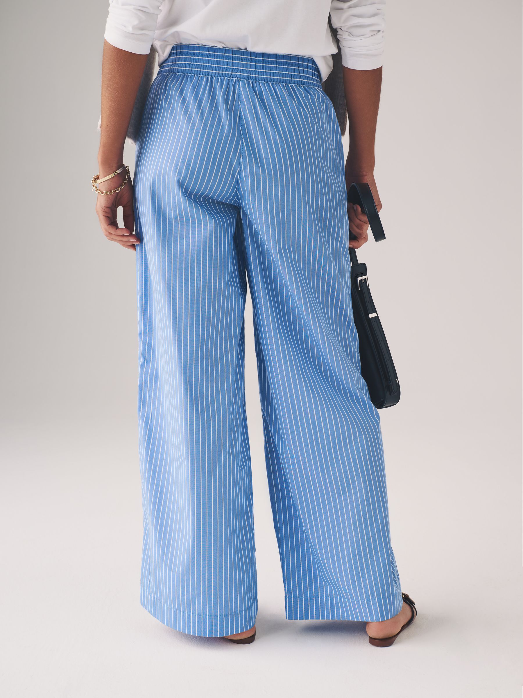Pink Stripe/Blue Stripes 2 Pack Pull On Poplin Trousers - Image 5 of 10