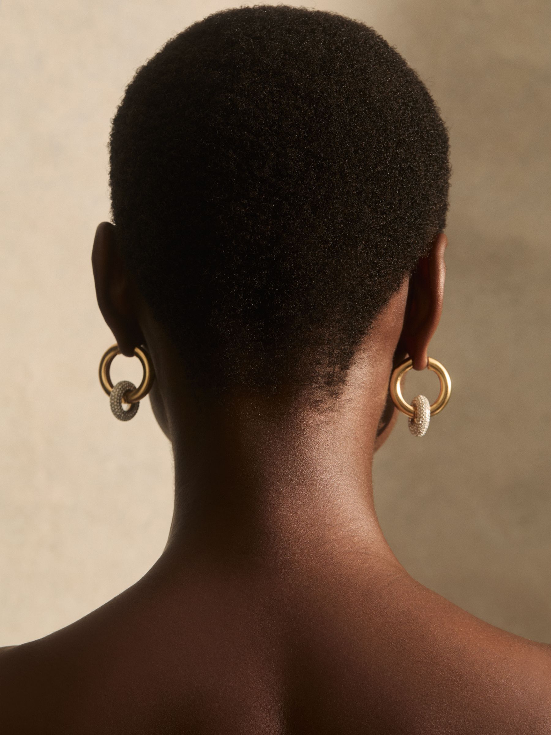 Pavé Link Hoop Earrings in Gold Tone - Image 3 of 6