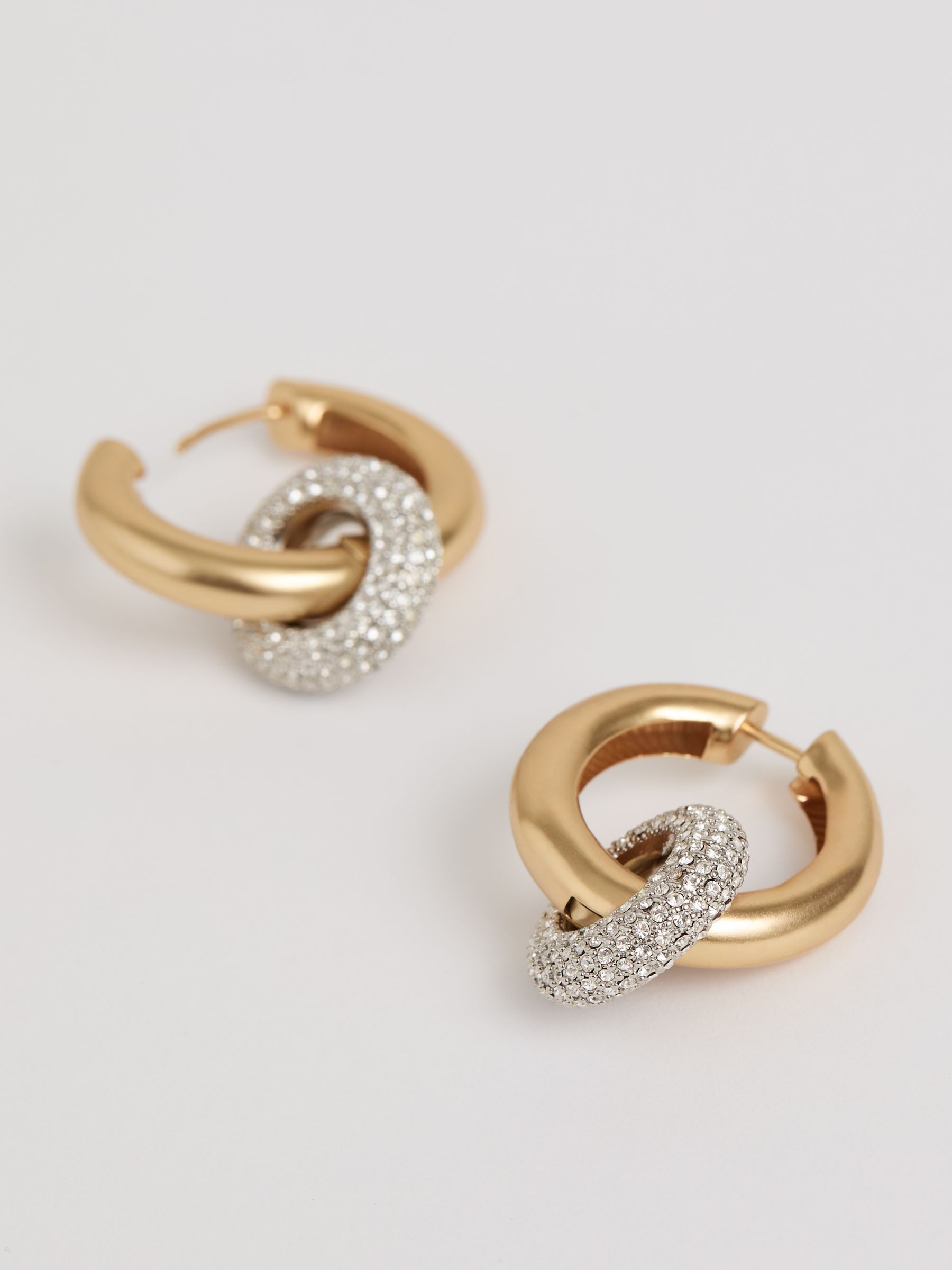 Pavé Link Hoop Earrings in Gold Tone - Image 4 of 6