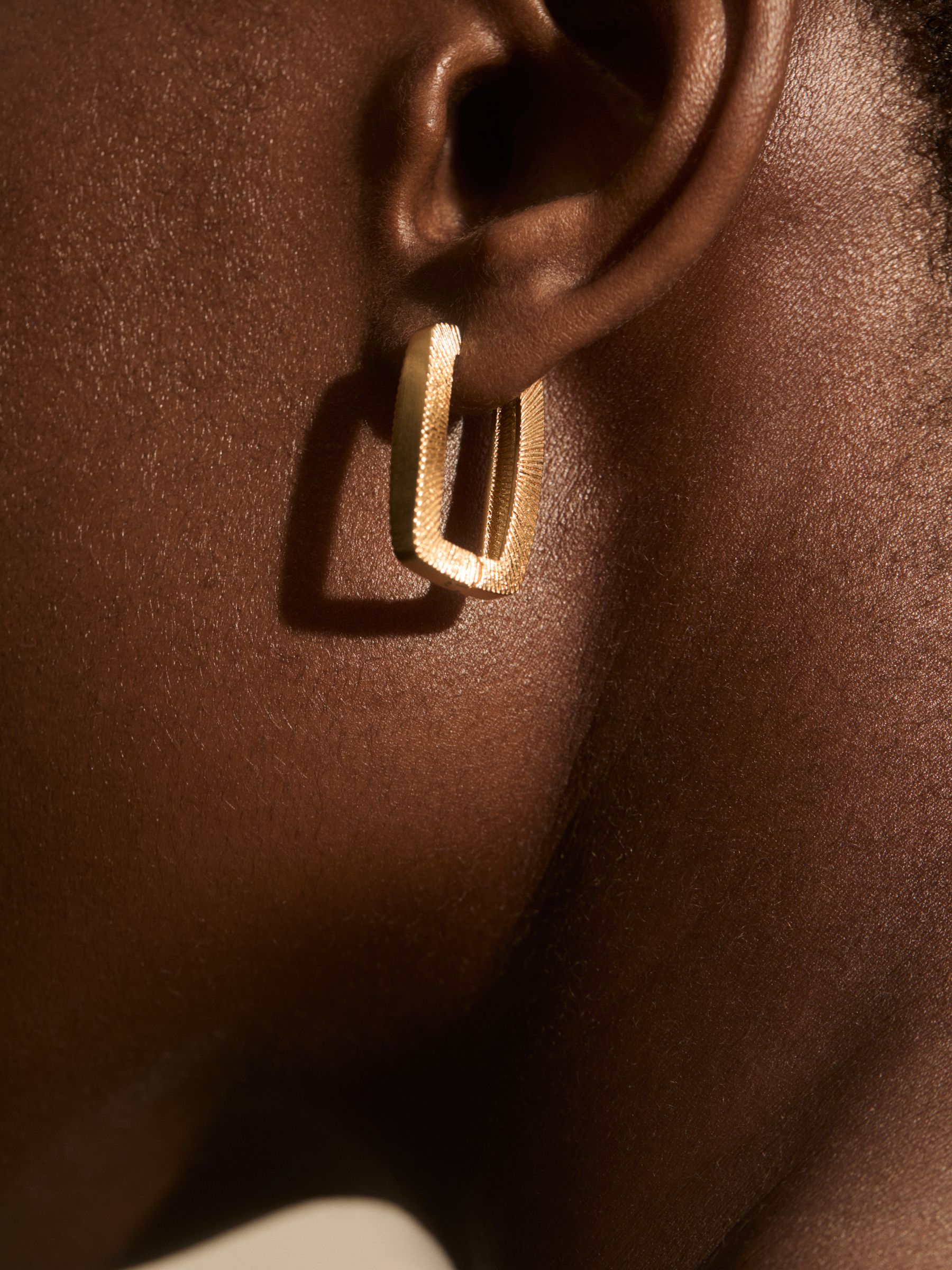 Geometric Hoop Earrings in Gold Tone - Image 3 of 6