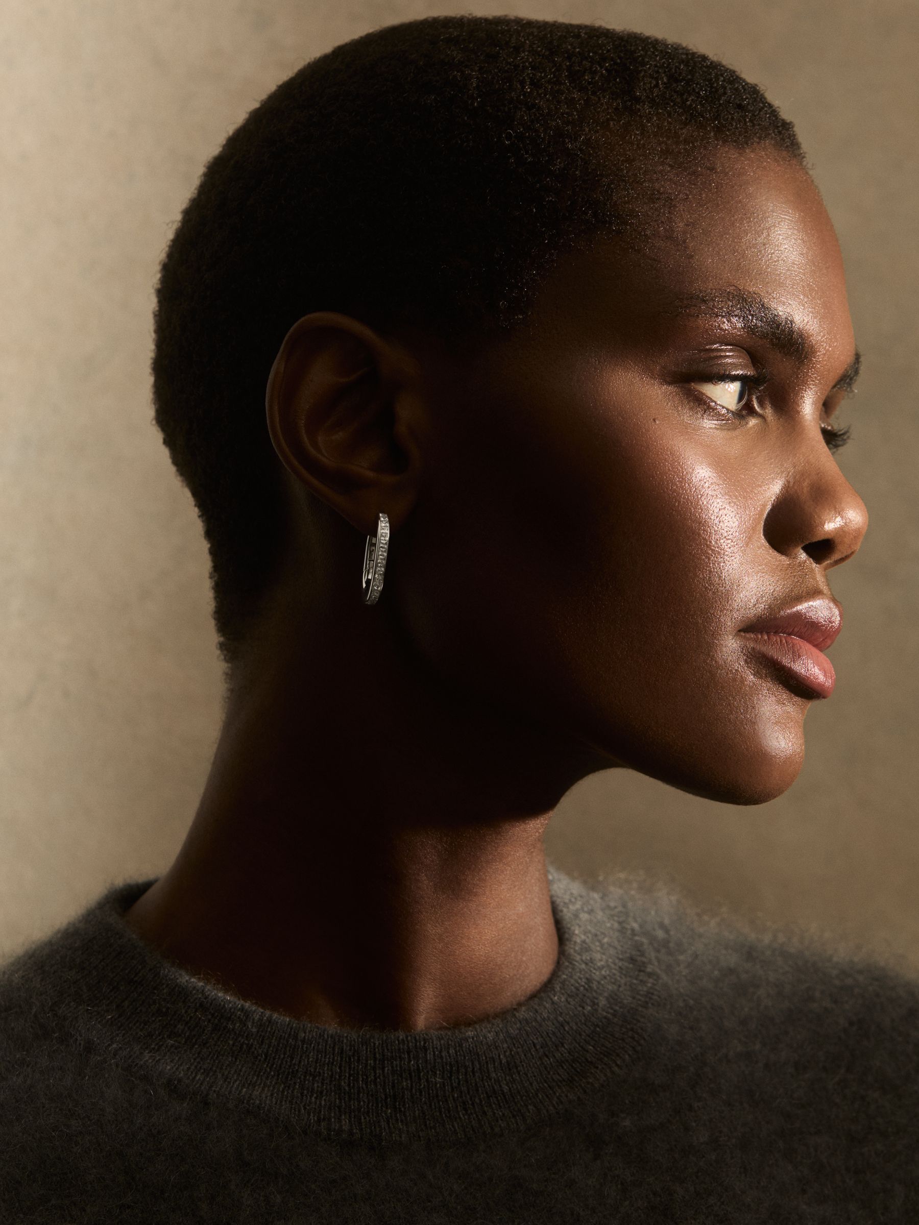 Crystal Hoop Earrings in Silver - Image 2 of 5 Crystal Hoop Earrings in Silver - Image 2 of 5