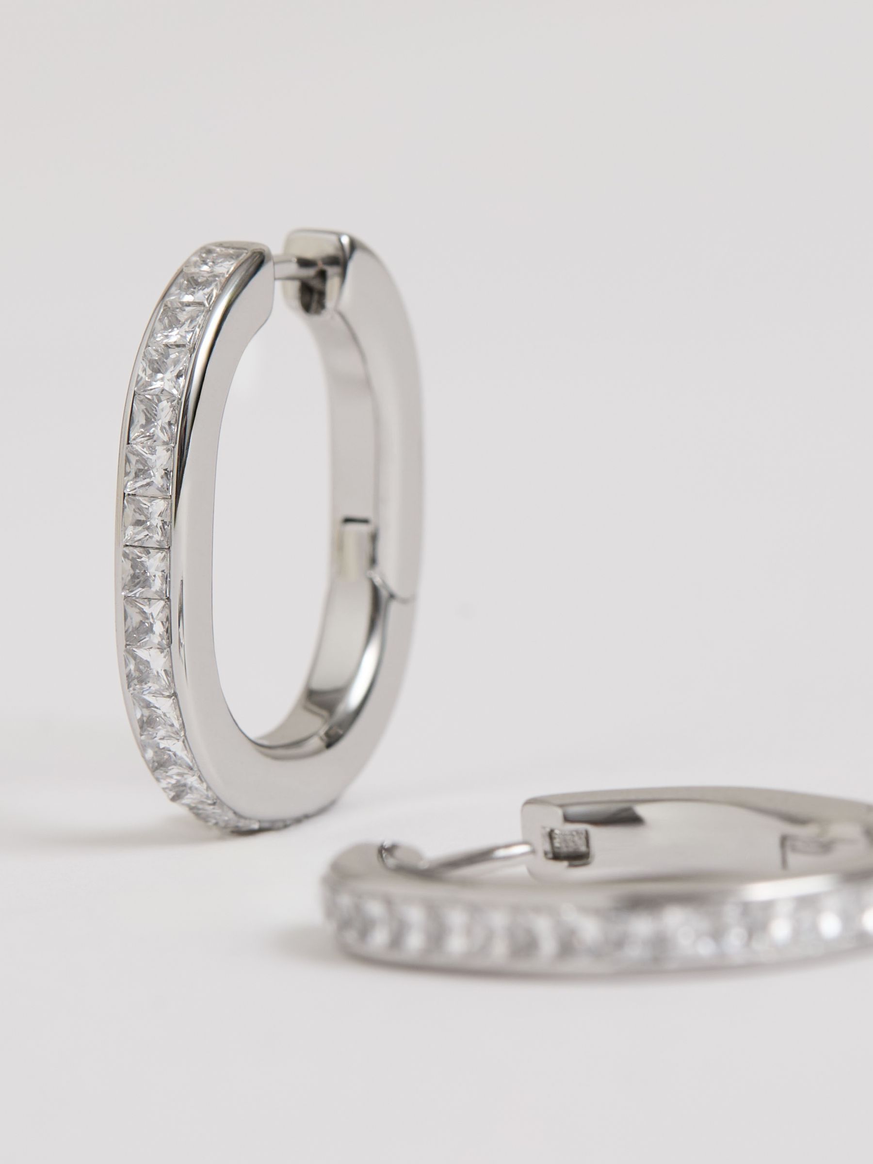 Crystal Hoop Earrings in Silver - Image 4 of 5