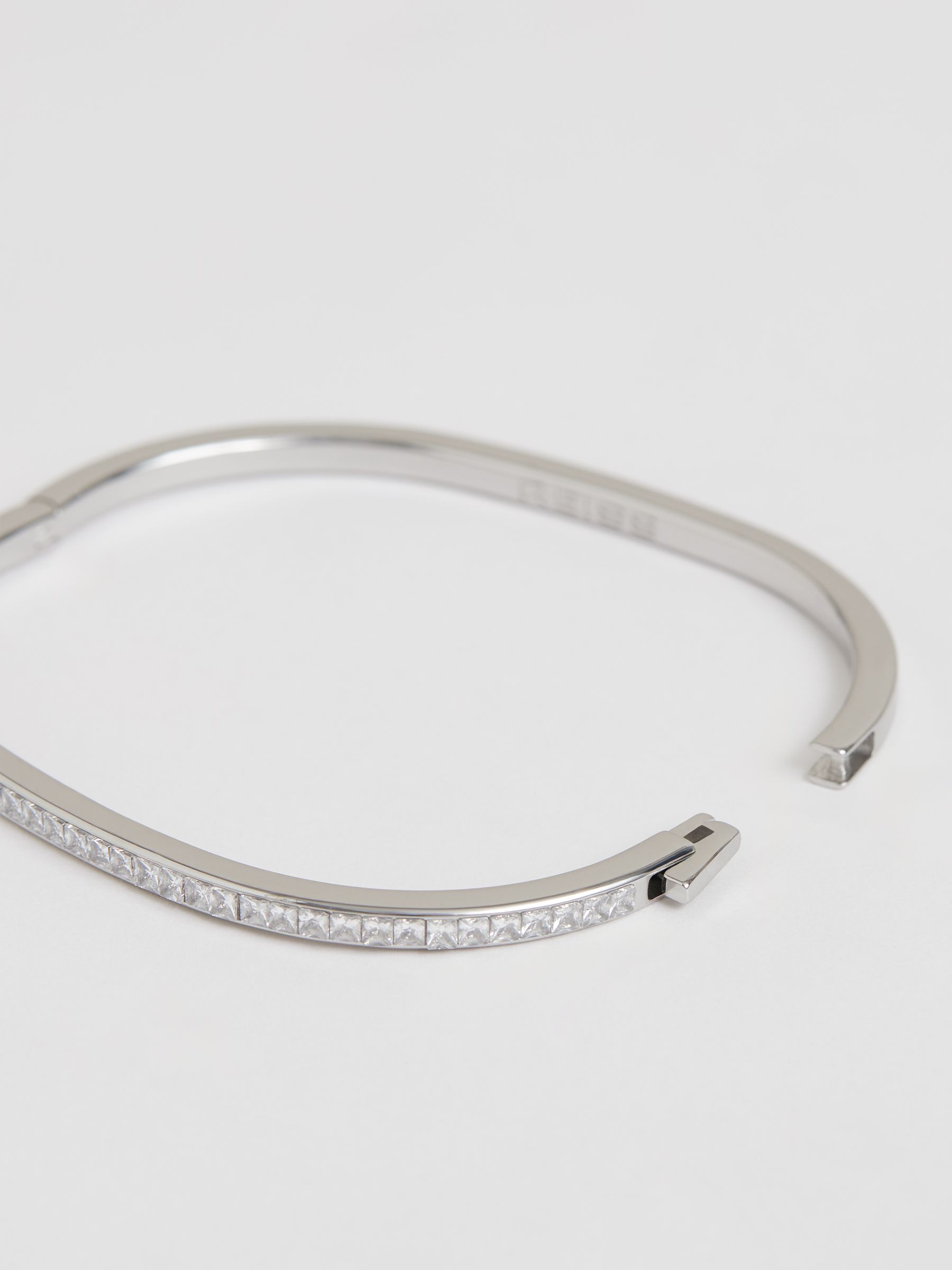 Hinged Crystal Cuff in Silver - Image 1 of 5