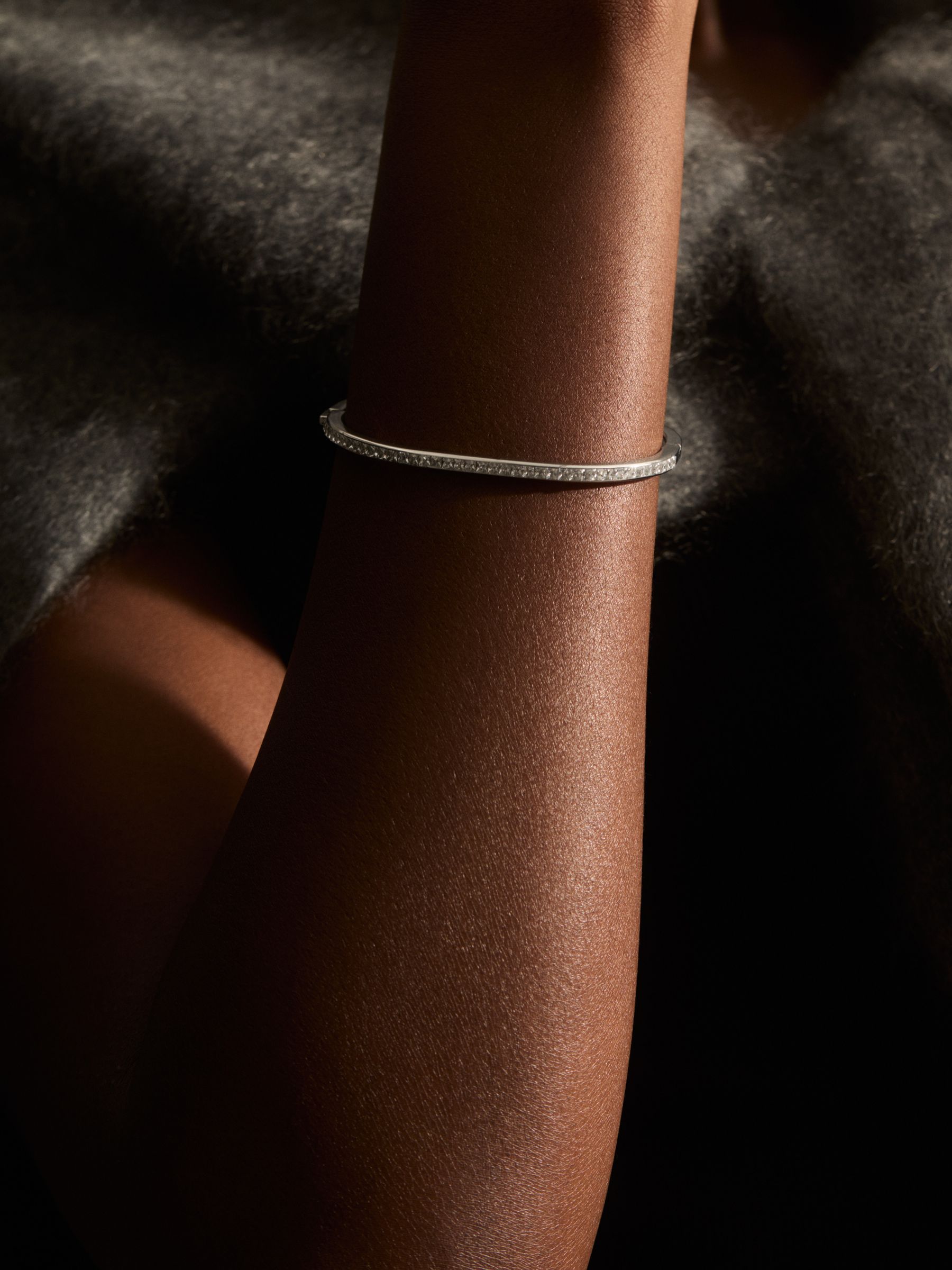 Hinged Crystal Cuff in Silver - Image 2 of 5