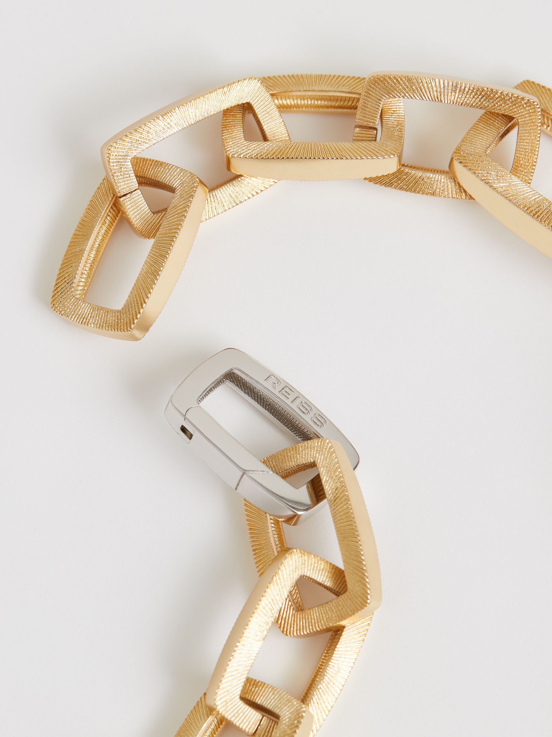 Geometric Chain Necklace in Gold Tone - Image 3 of 7