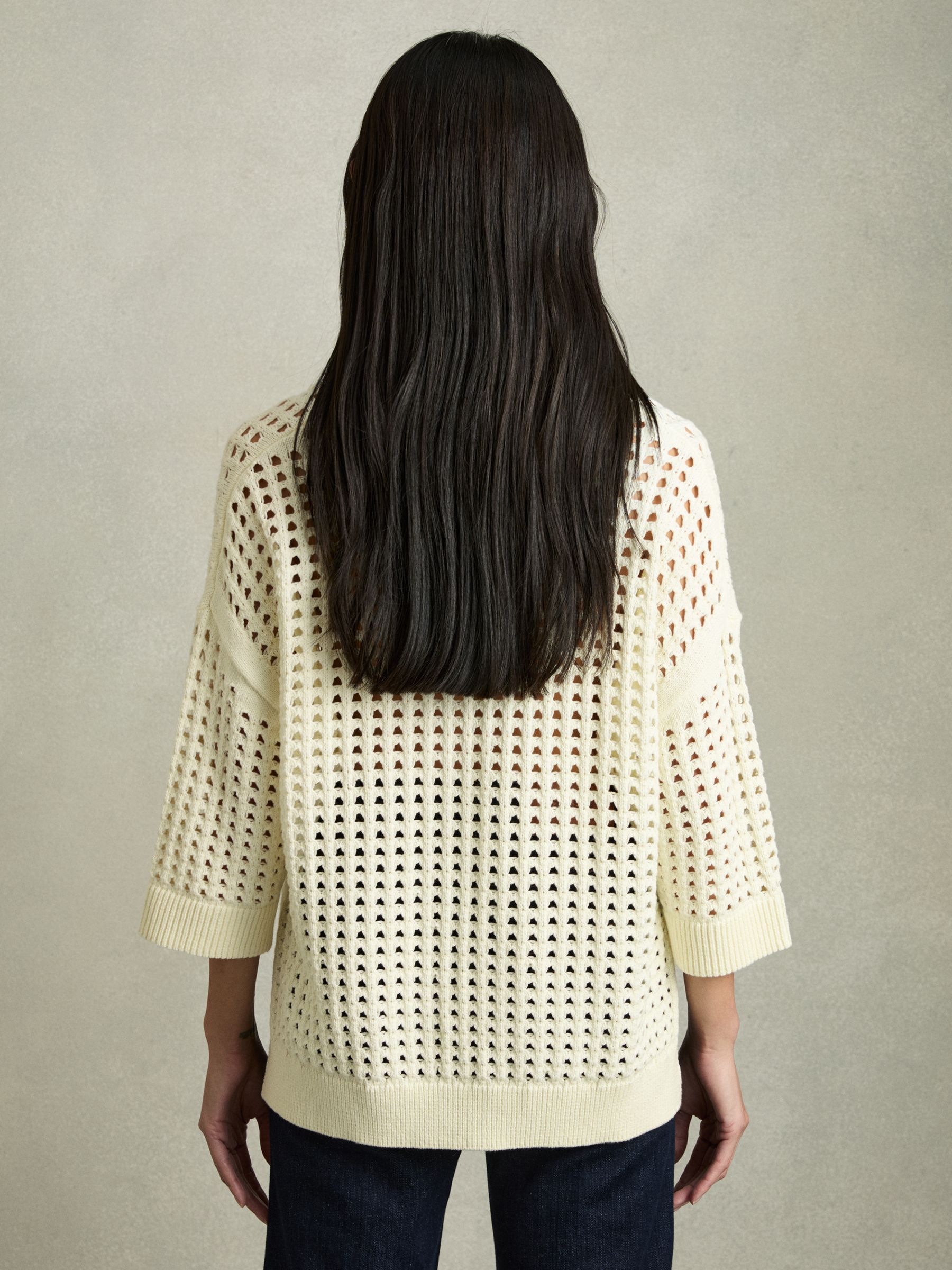 Cotton Crochet Collared Jumper in Buttermilk - Image 5 of 7