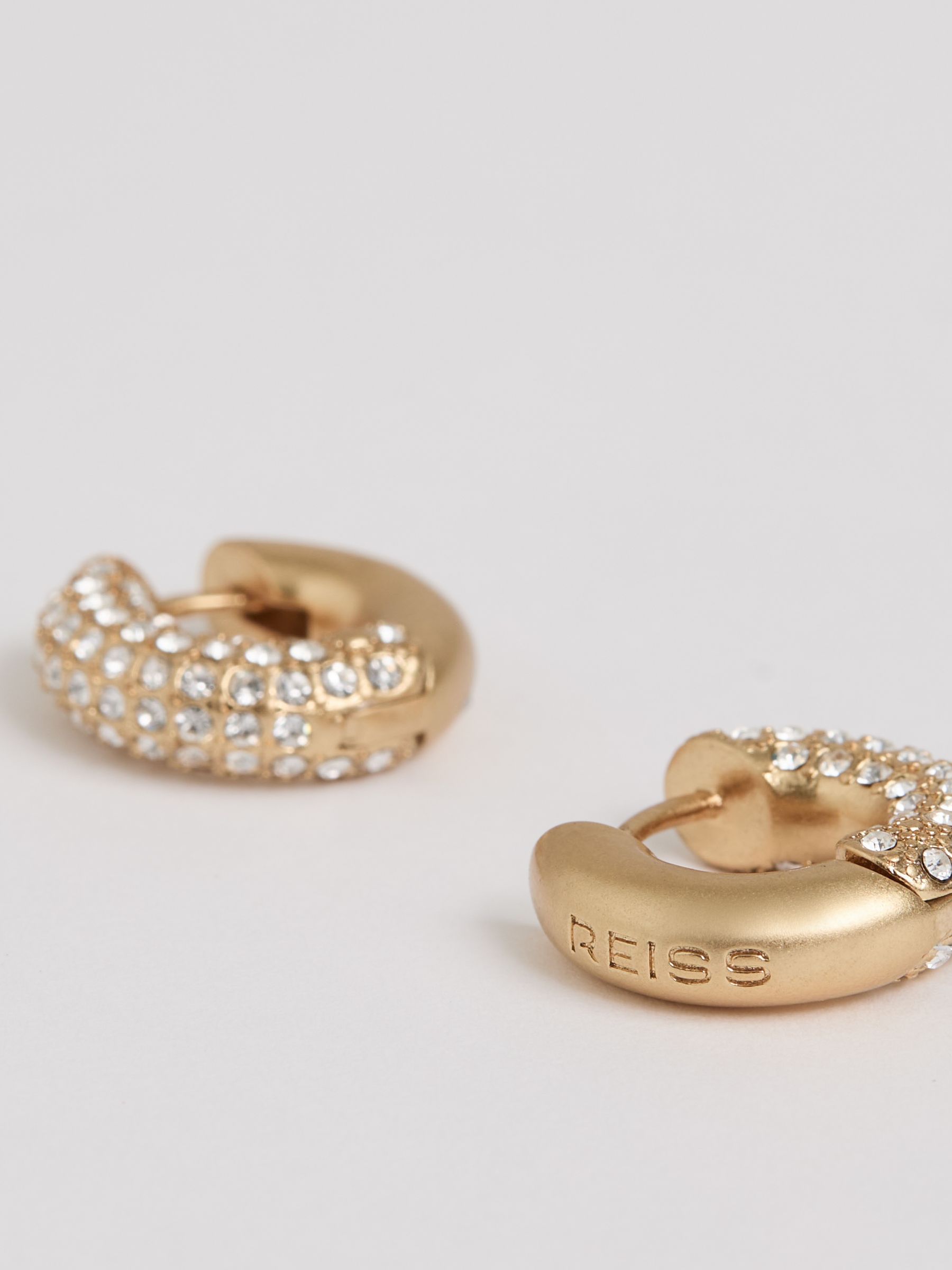 Pavé Huggie Earrings in Gold Tone - Image 4 of 6