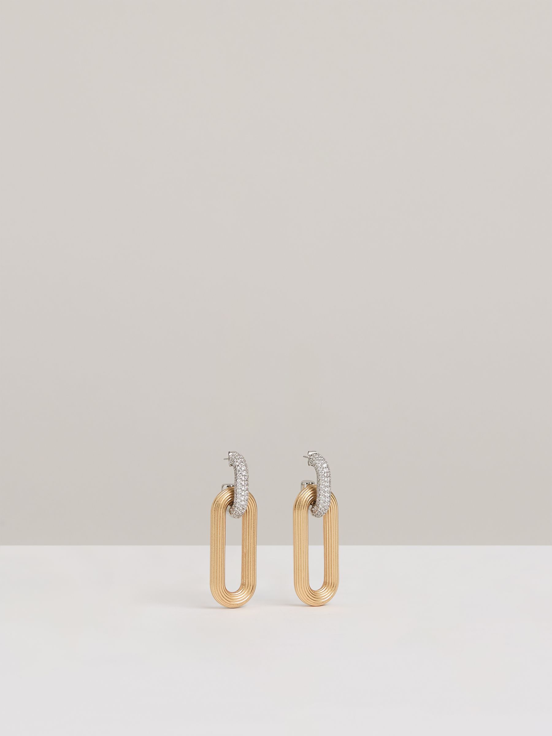 Contour Pavé Drop Earrings in Gold Tone - Image 2 of 6