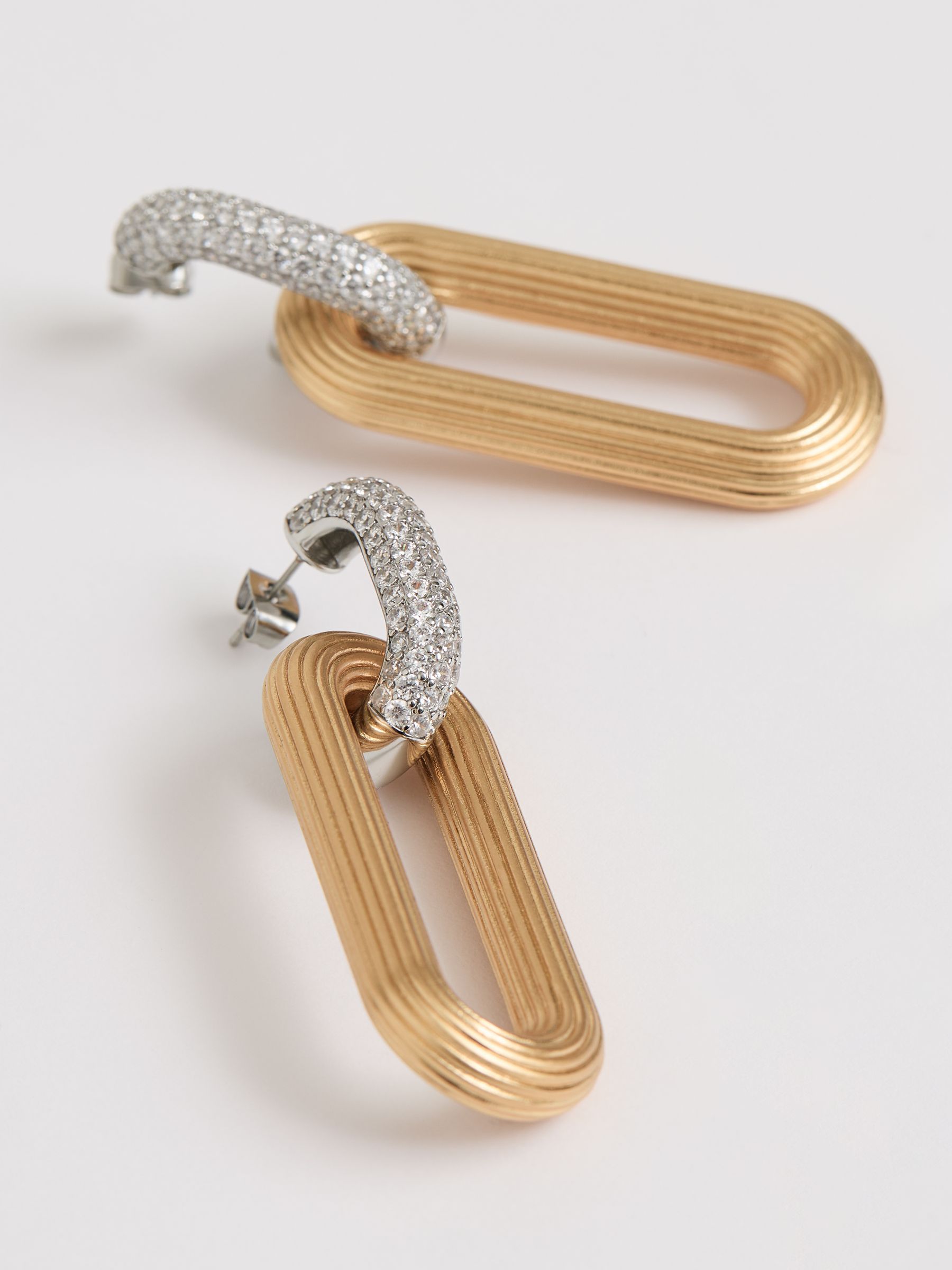 Contour Pavé Drop Earrings in Gold Tone - Image 4 of 6