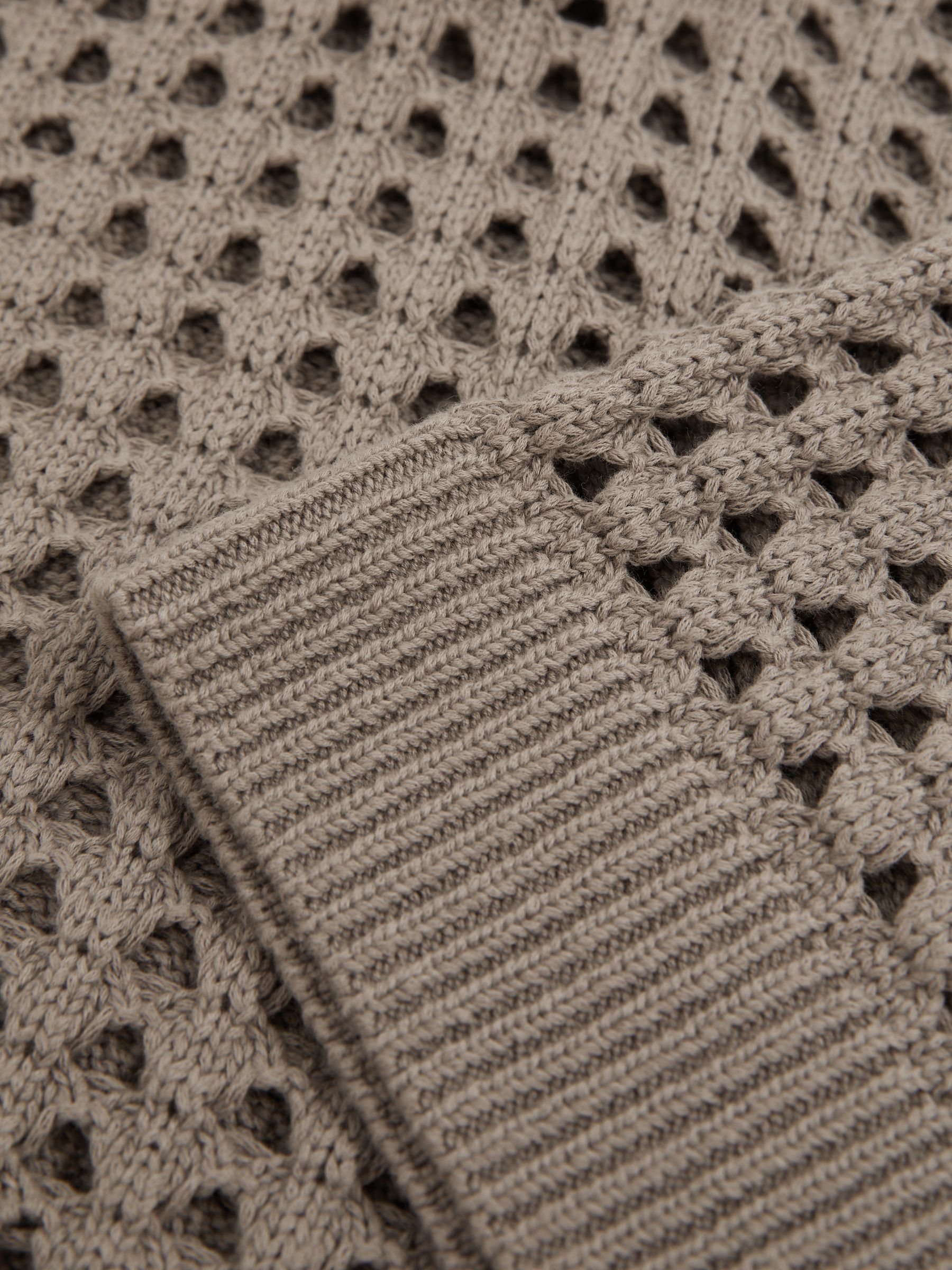Cotton Crochet Collared Jumper in Stone - Image 8 of 8
