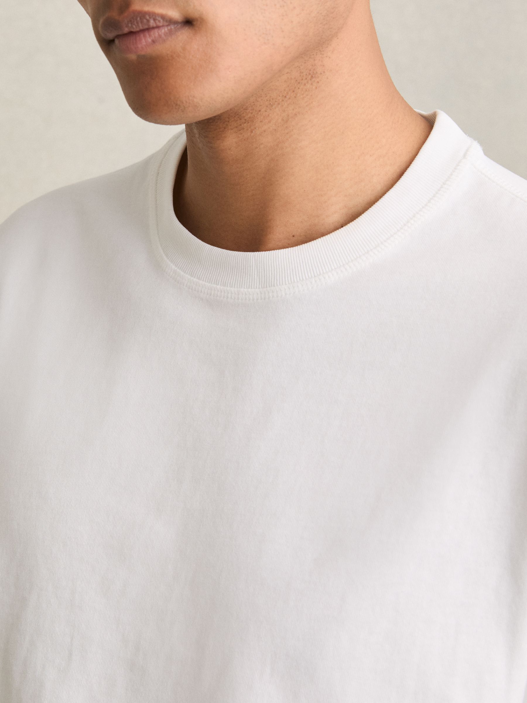 Cotton Garment-Dyed Oversized T-Shirt in White - Image 4 of 5