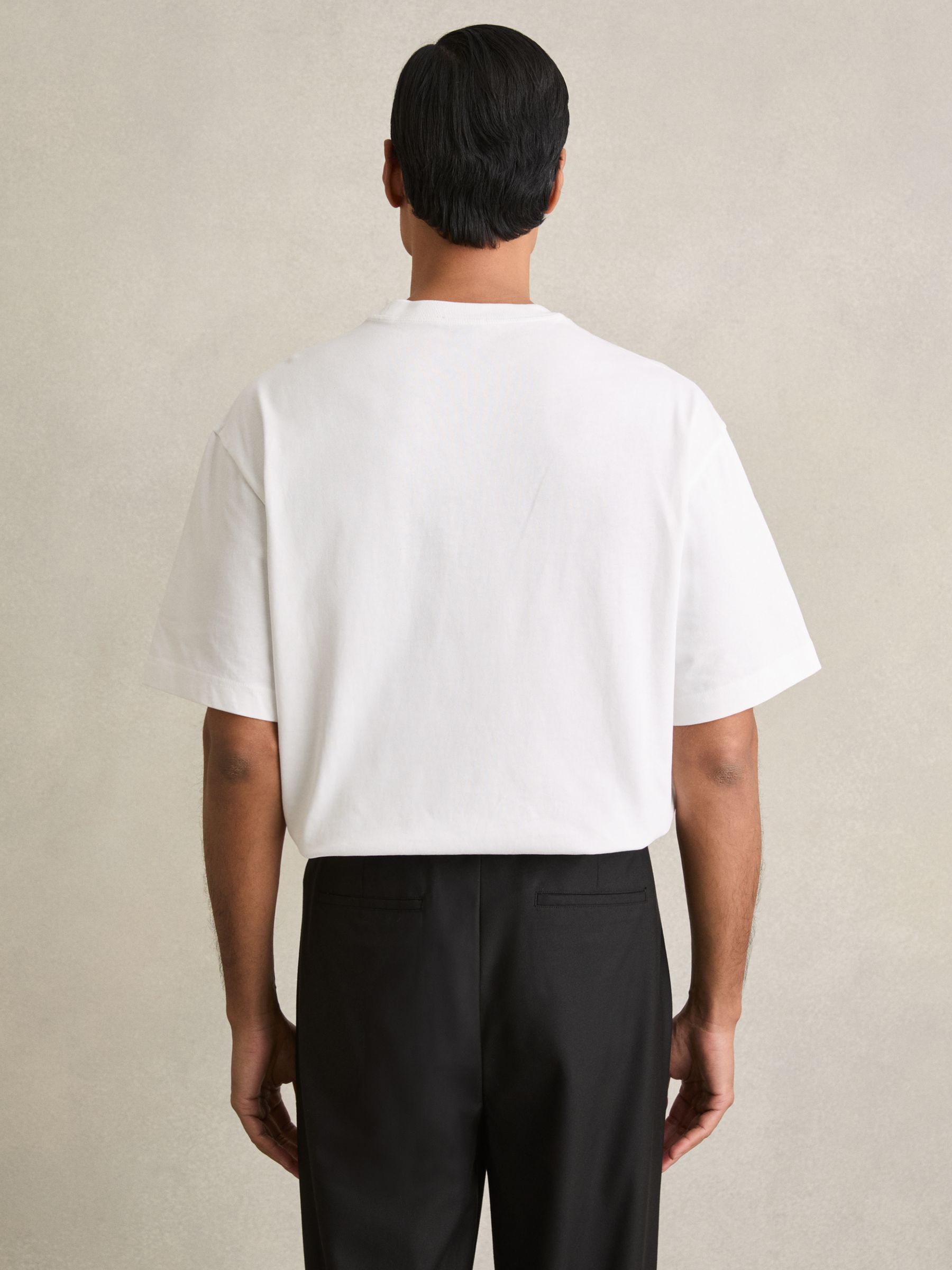 Cotton Garment-Dyed Oversized T-Shirt in White - Image 5 of 5
