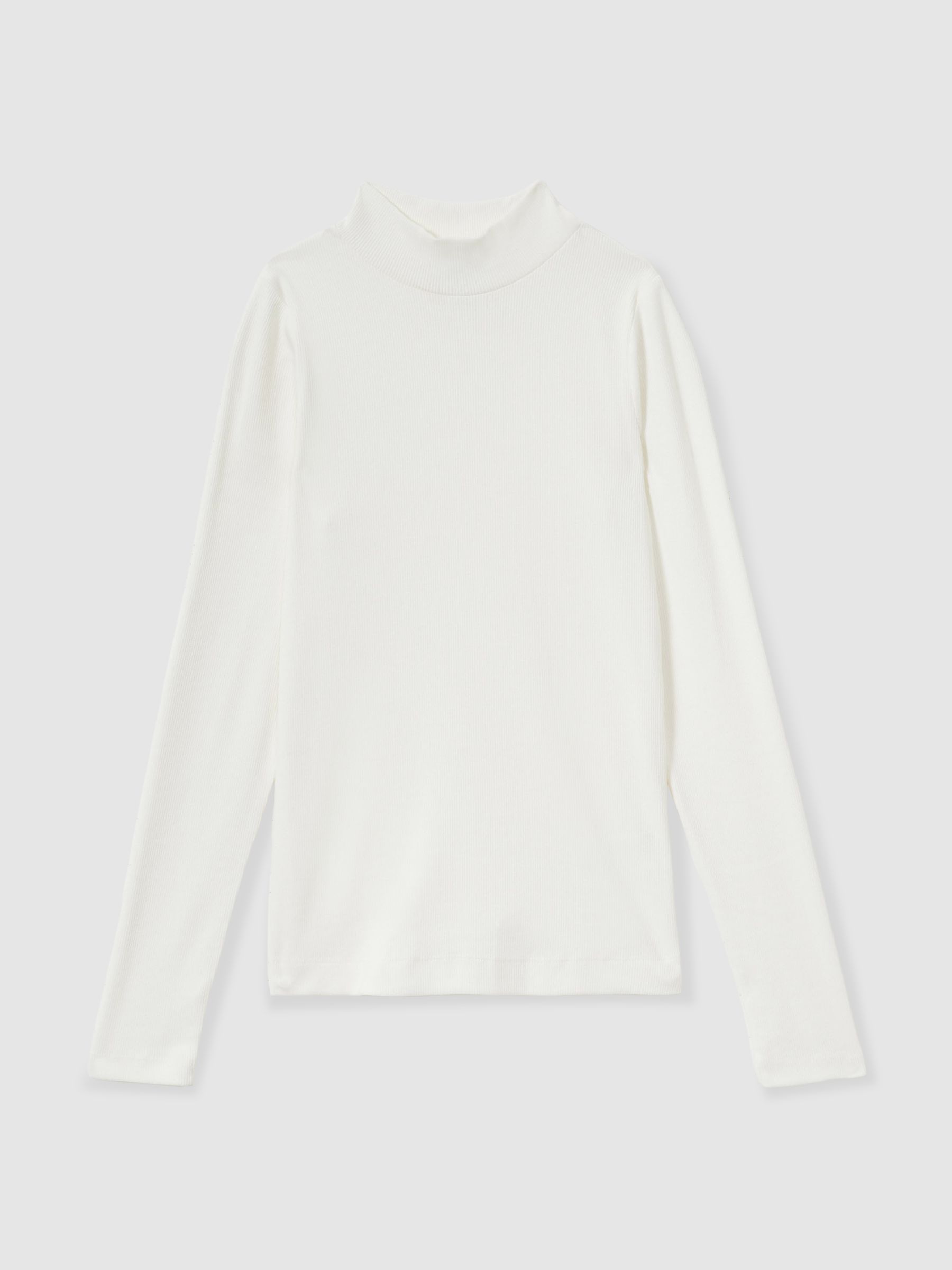 Fine-Ribbed High-Neck Top in White - Image 2 of 6