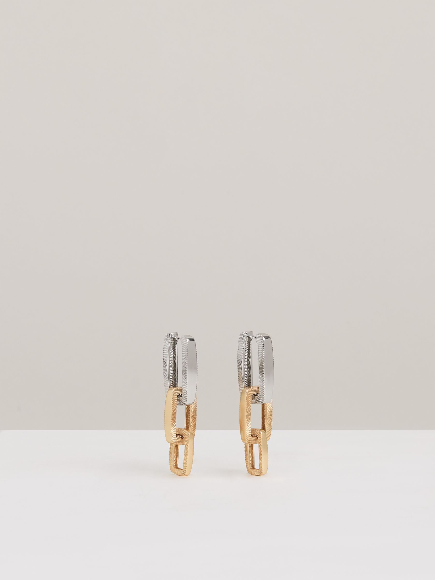 Geometric Link Drop Earrings in Gold Tone - Image 2 of 6