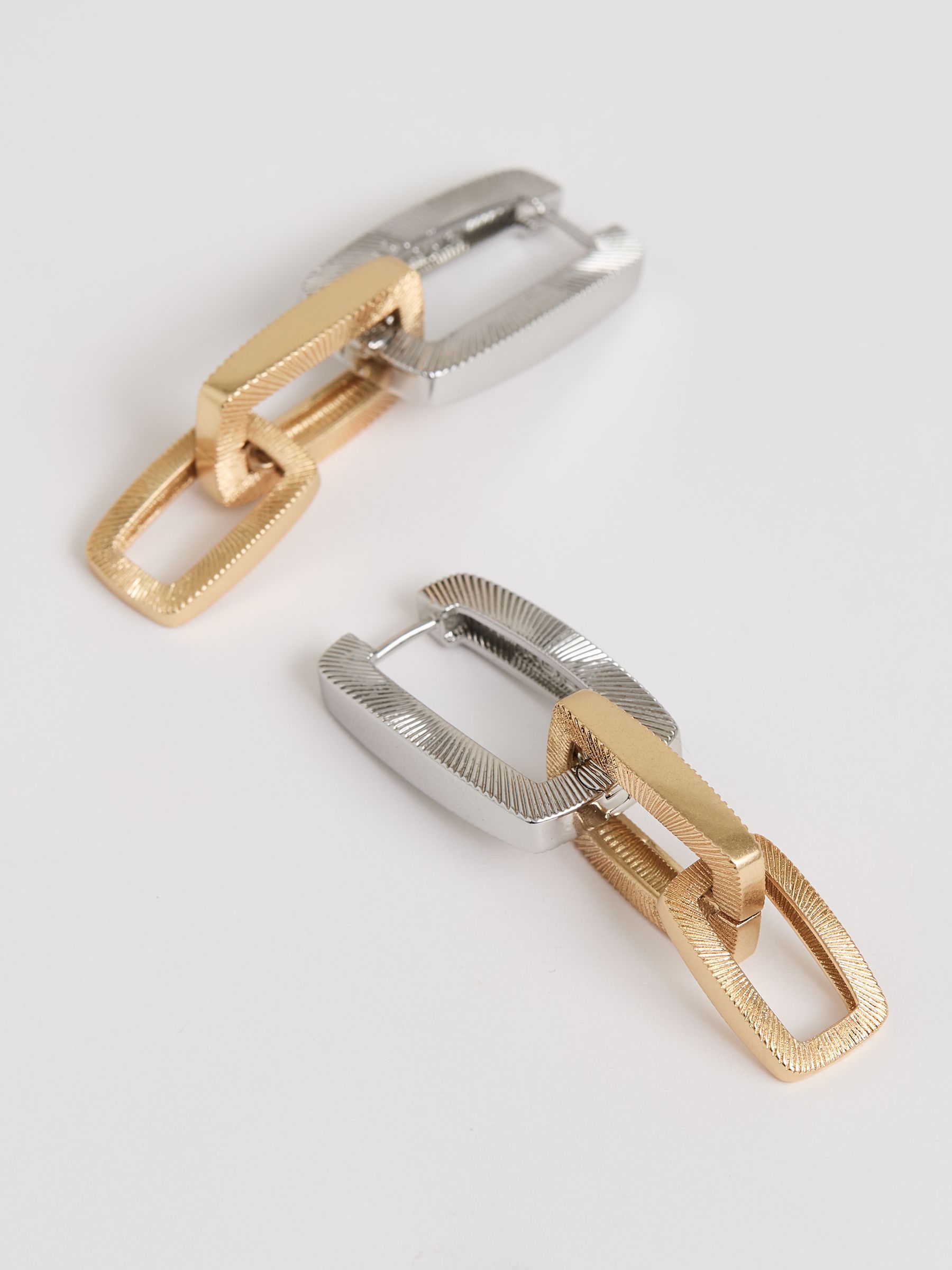 Geometric Link Drop Earrings in Gold Tone - Image 4 of 6