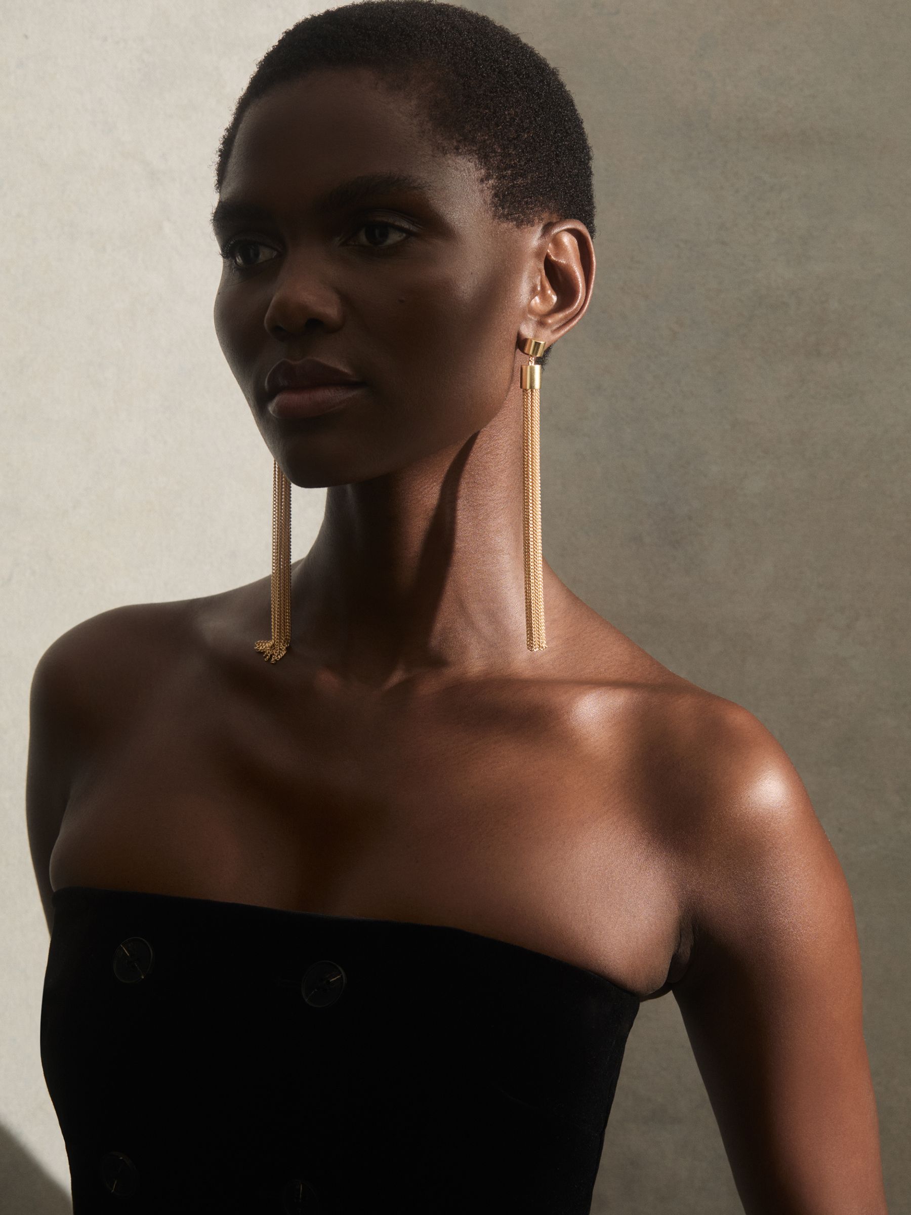 Tassel Drop Earrings in Gold Tone - Image 3 of 7