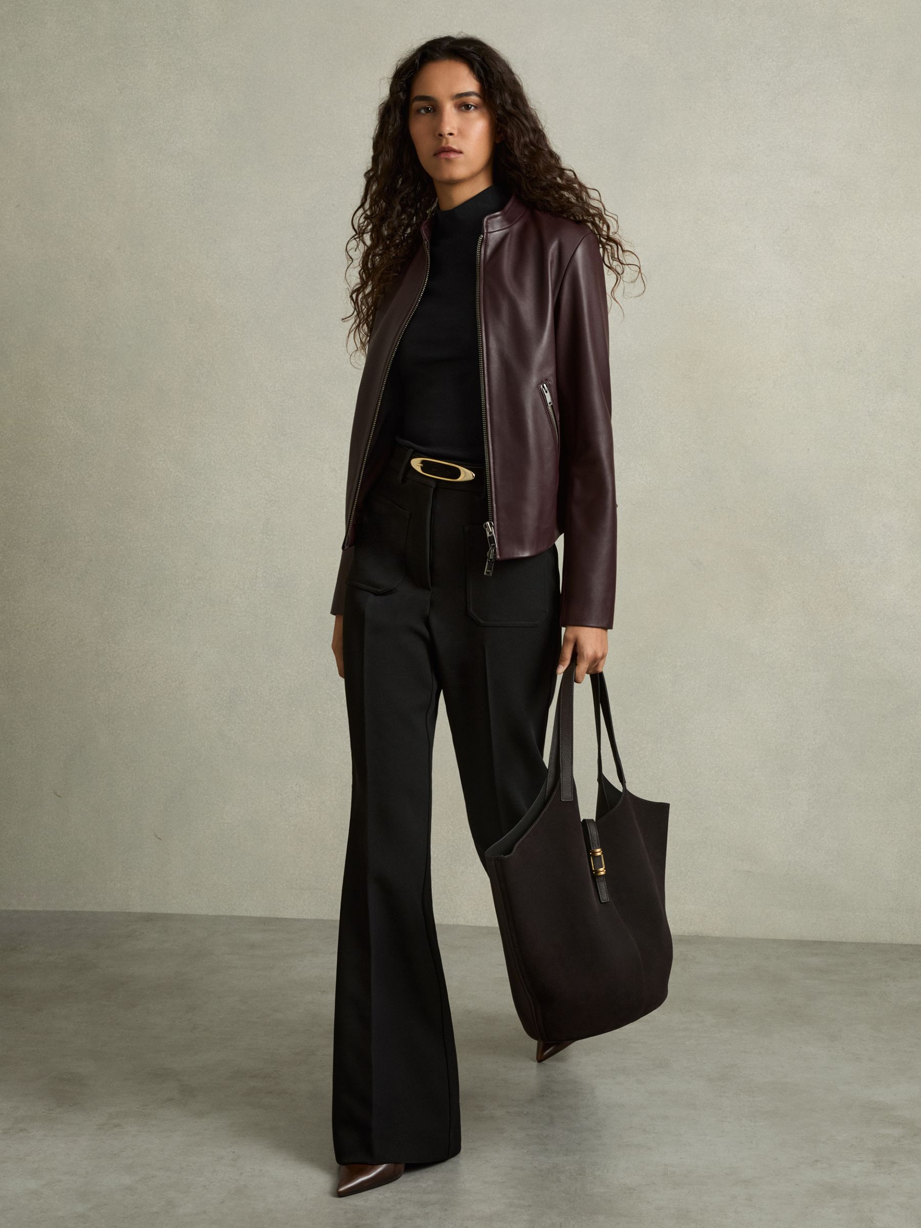 Fine-Ribbed High-Neck Top in Black - Image 3 of 7