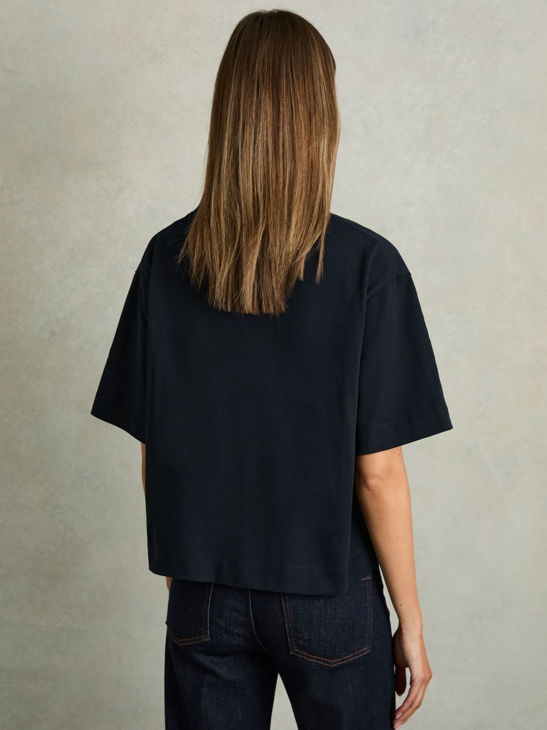 Cotton-Jersey Oversized T-Shirt in Navy - image 5