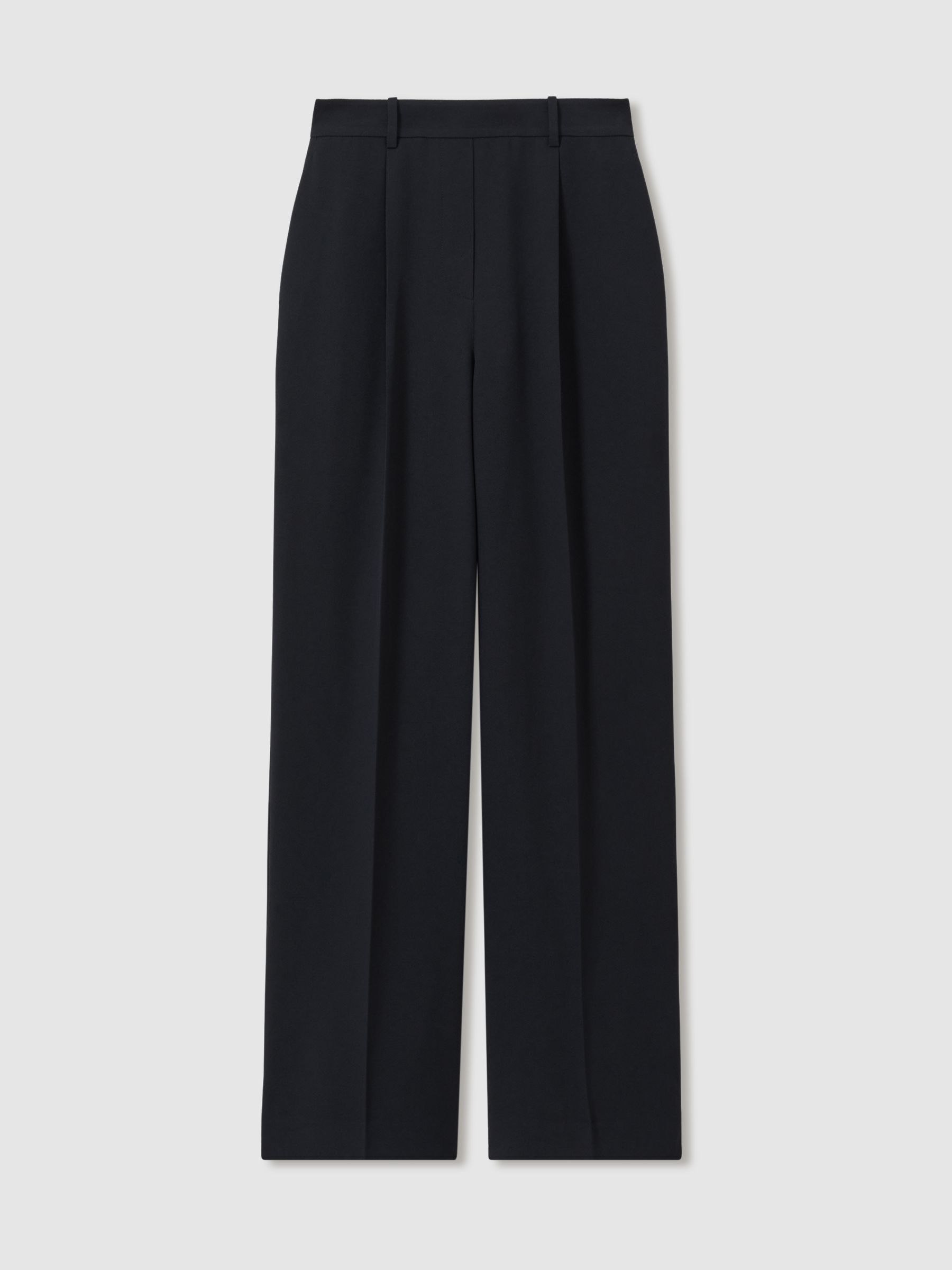 Petite Elasticated-Waist Wide-Leg Twill Trousers in Navy - Image 2 of 7
