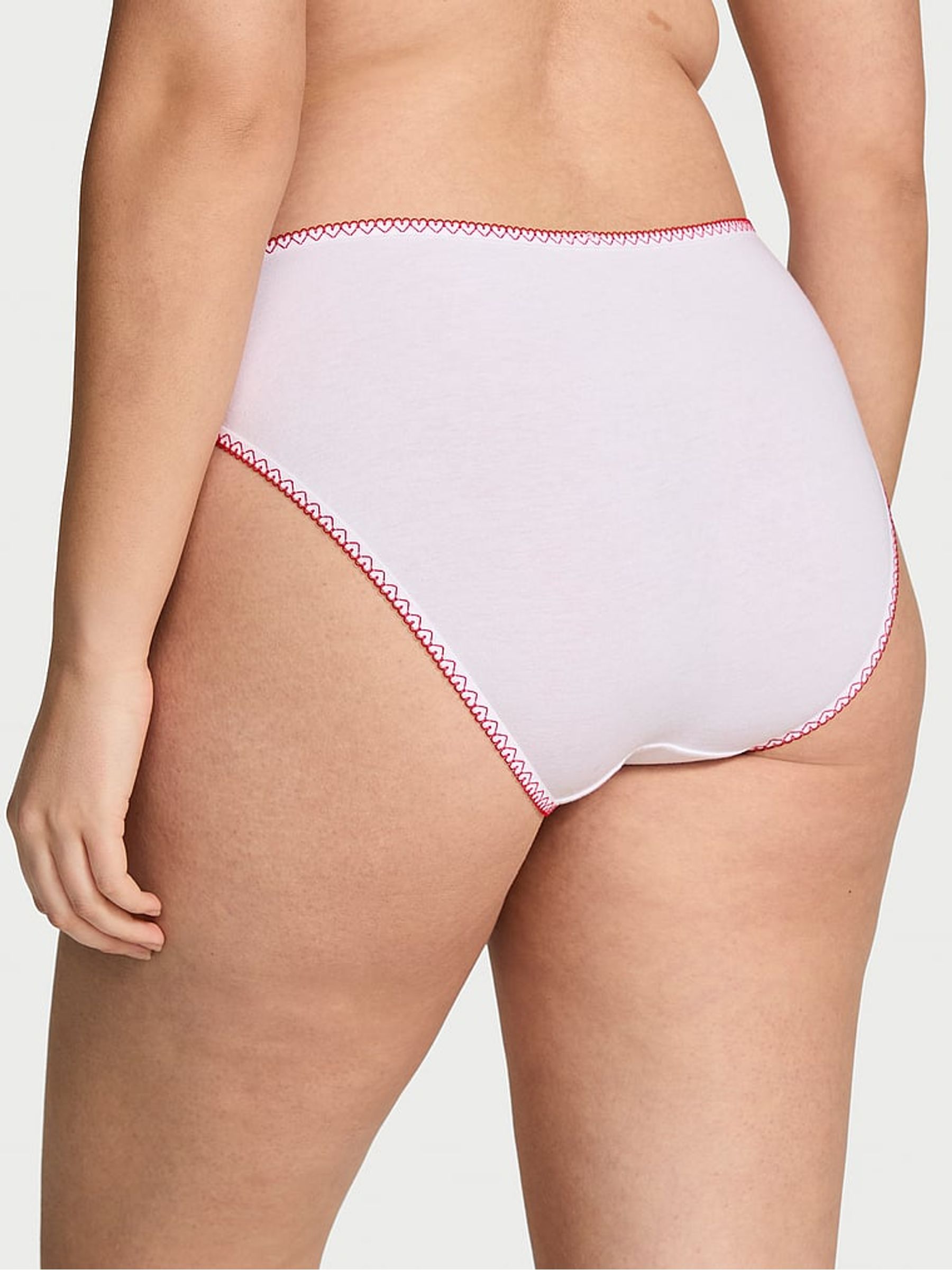White Lace Waist Heart Trim Bikini Knickers - Image 2 of 3