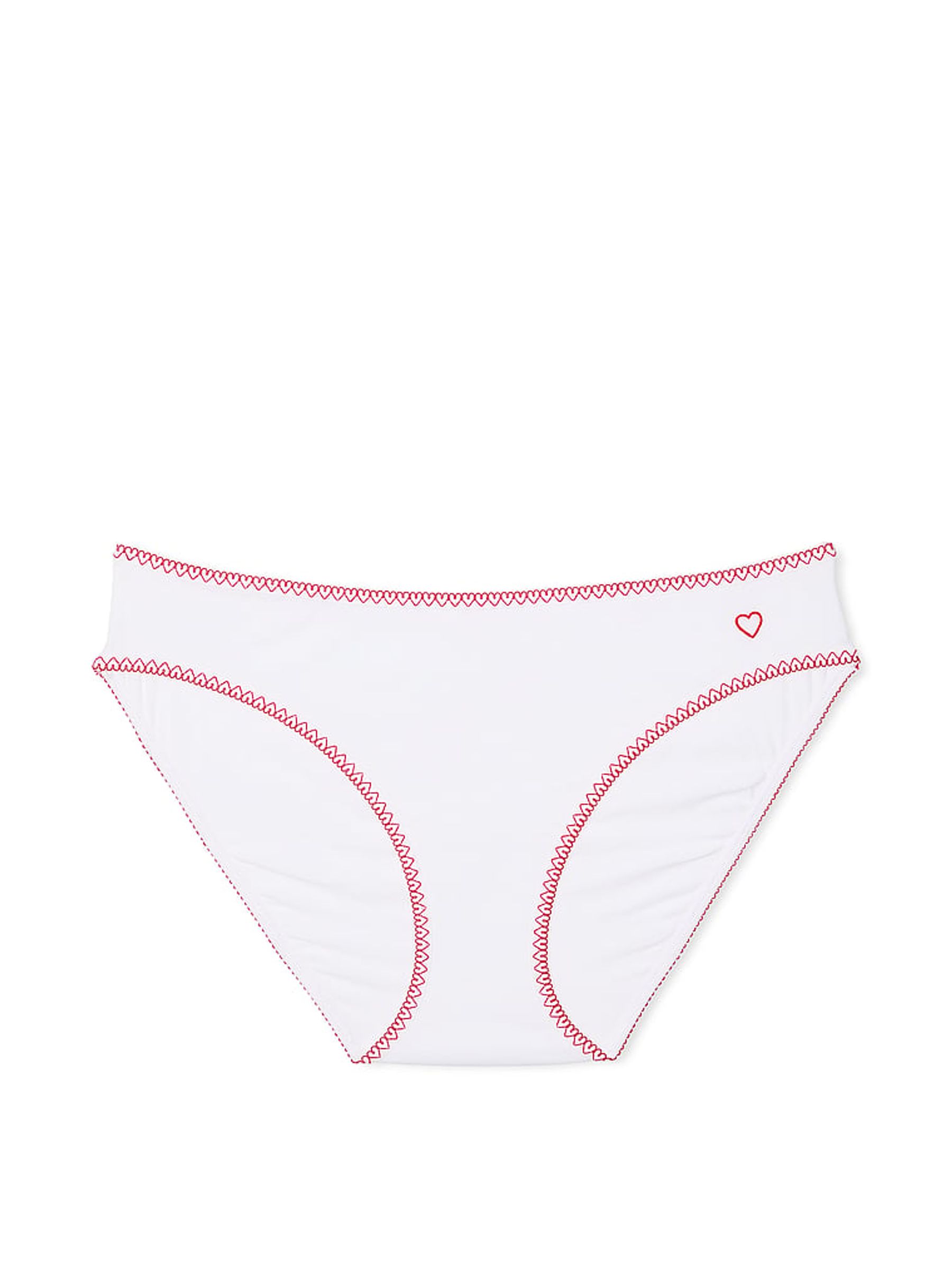 White Lace Waist Heart Trim Bikini Knickers - Image 3 of 3