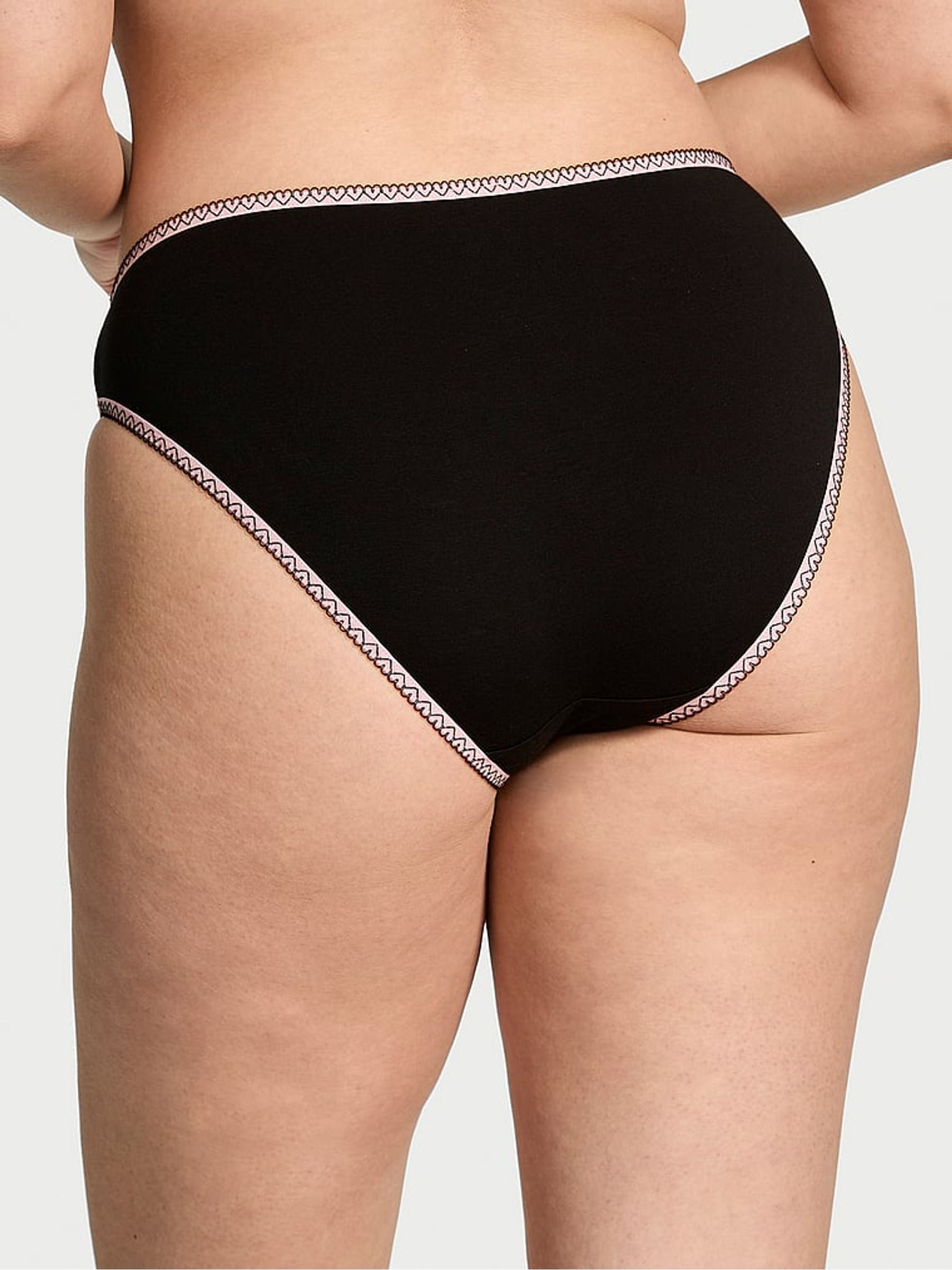 Black Lace Waist Heart Trim Bikini Knickers - Image 2 of 3