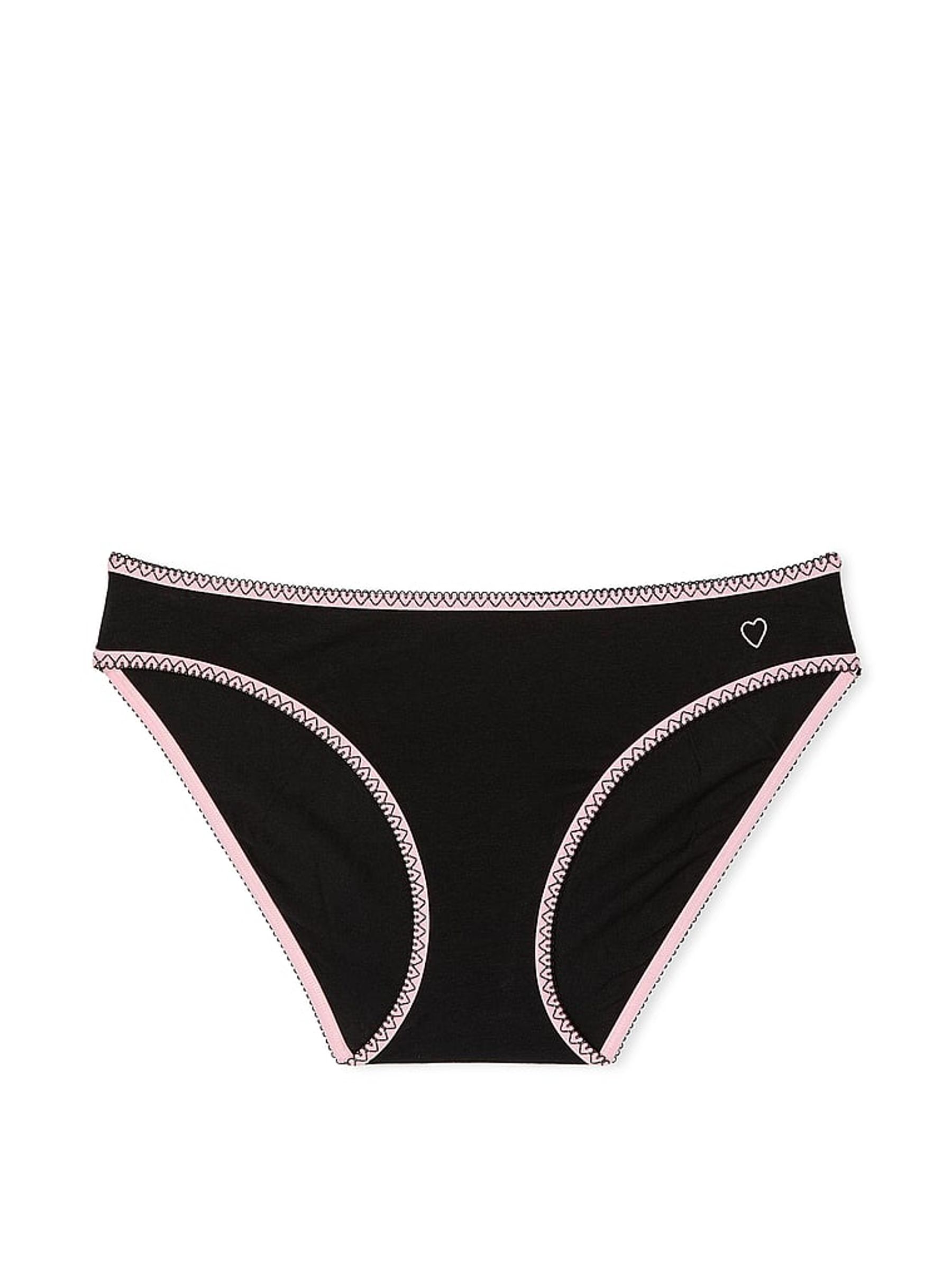 Black Lace Waist Heart Trim Bikini Knickers - Image 3 of 3
