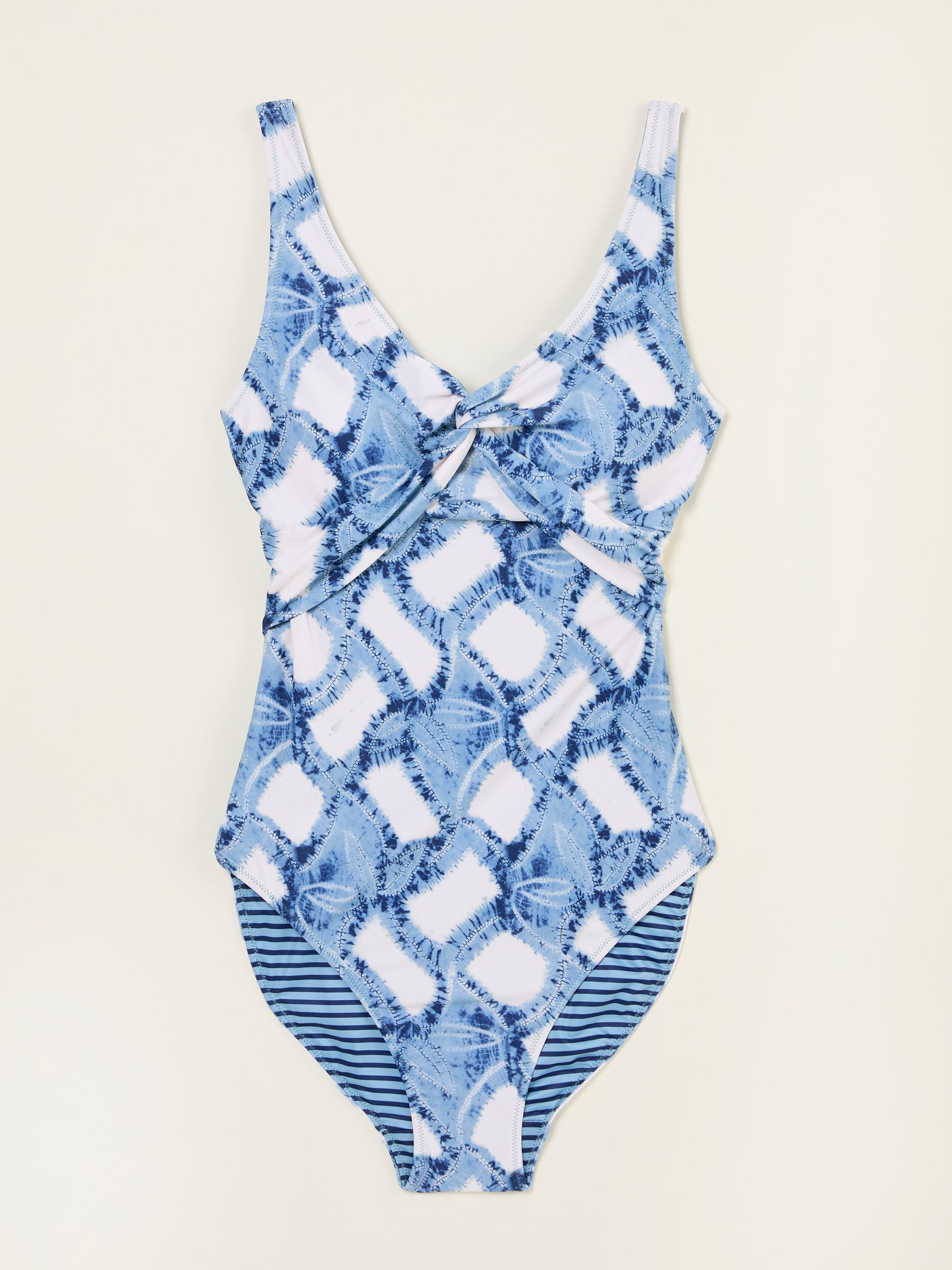 Blue Sennen Leaf Print Twist Swimsuit - Image 5 of 5