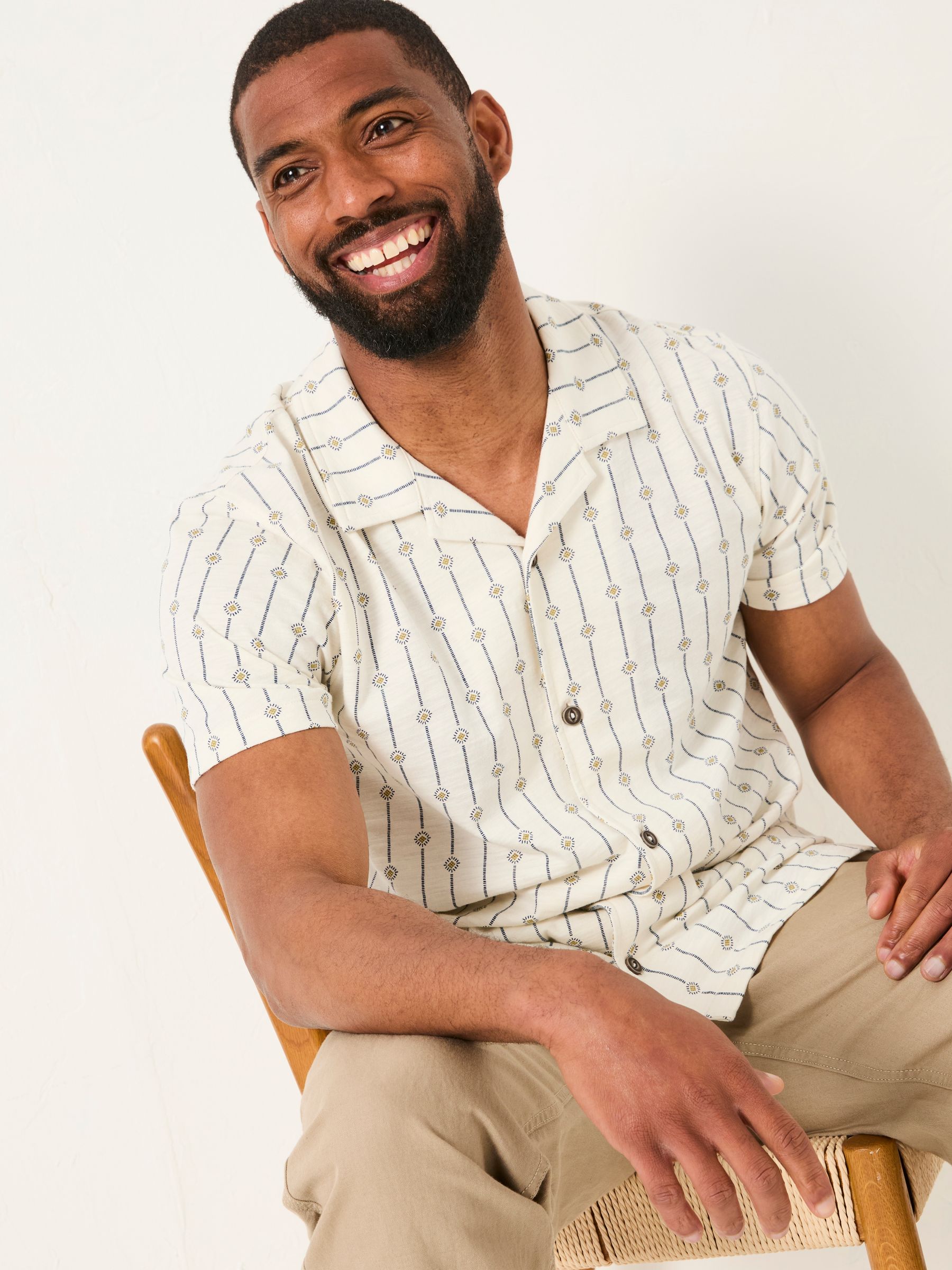 Natural Short Sleeve Truro Printed Jersey Shirt - Image 4 of 5