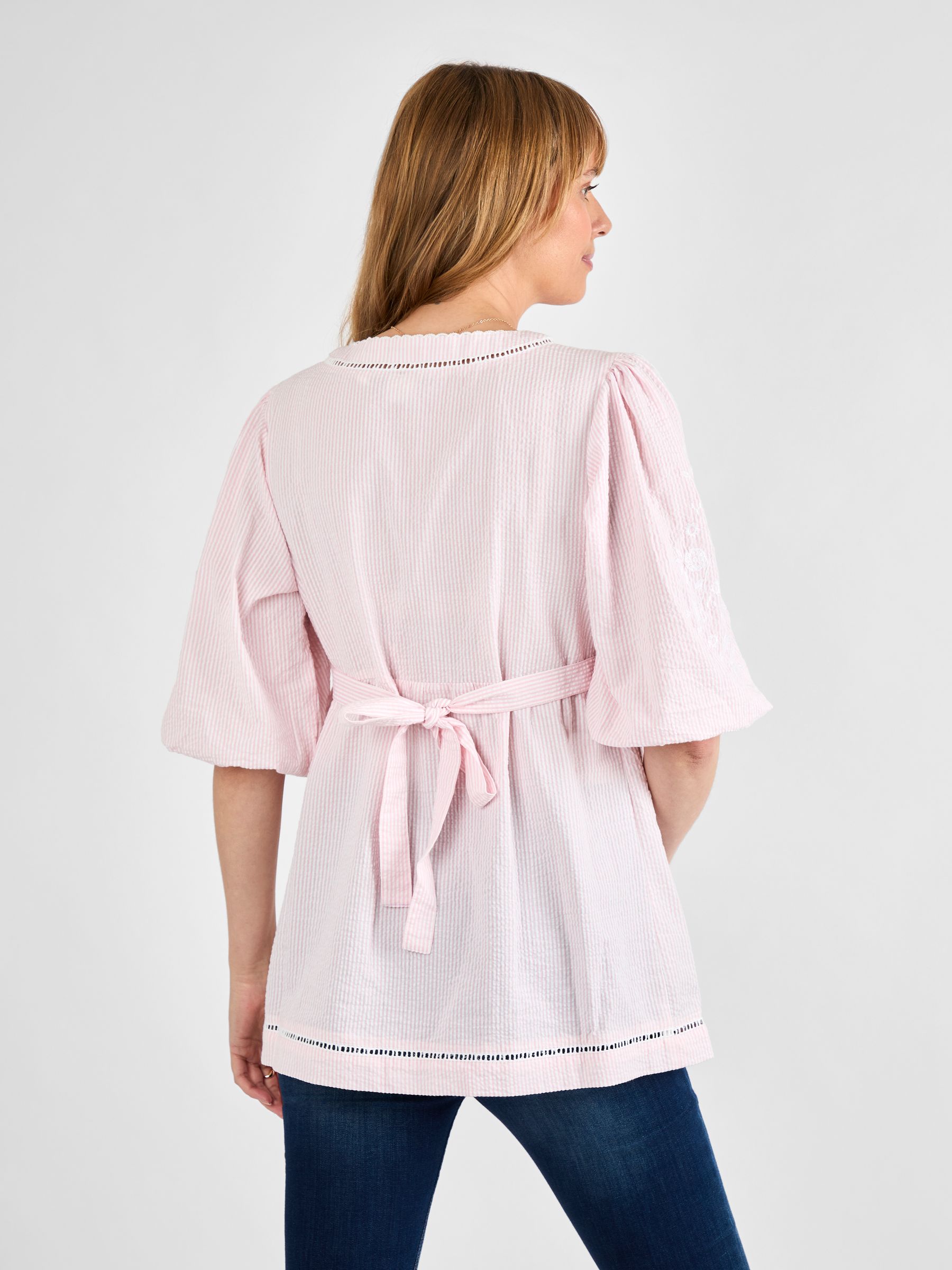 Pink Stripe Embroidered Maternity Blouse - Image 2 of 4