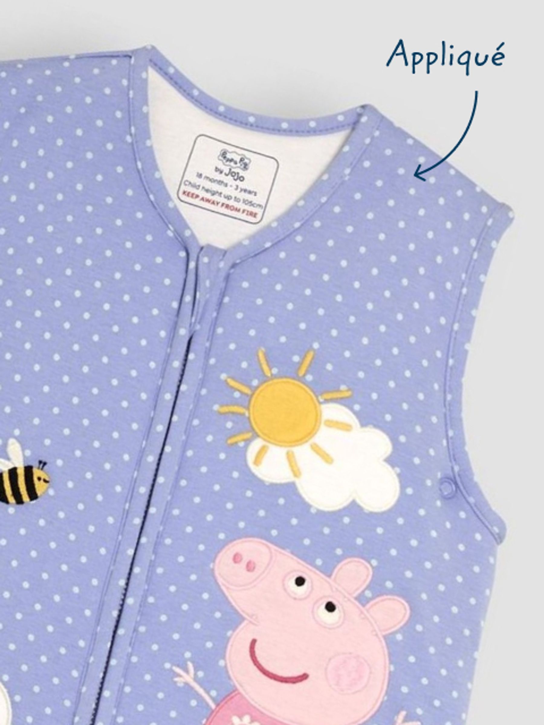 Peppa Pig Appliqué 2.5 Tog Toddler Sleeping Bag - Image 6 of 7