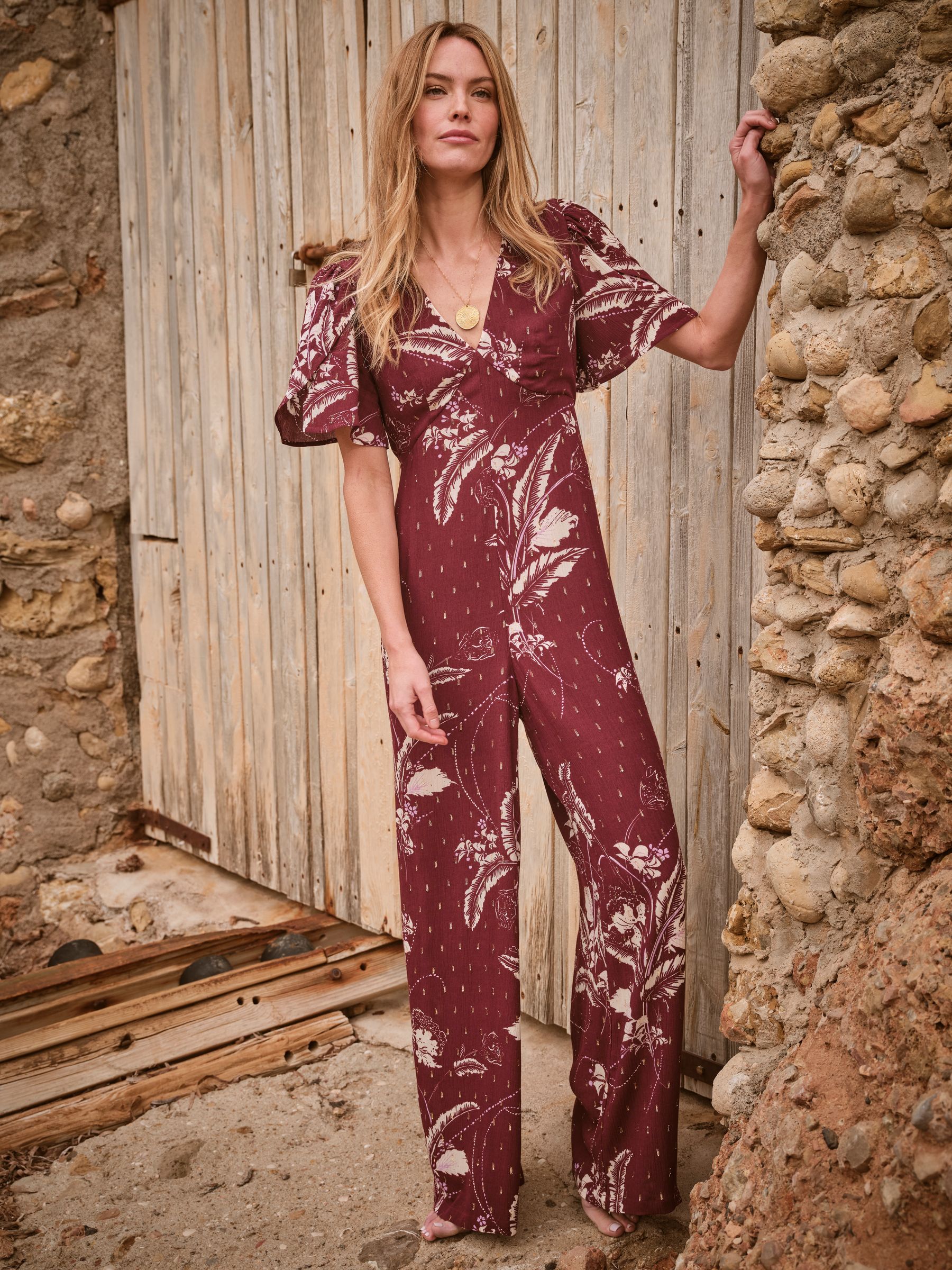 Azalea Claret Floral Print Jumpsuit - Image 1 of 16