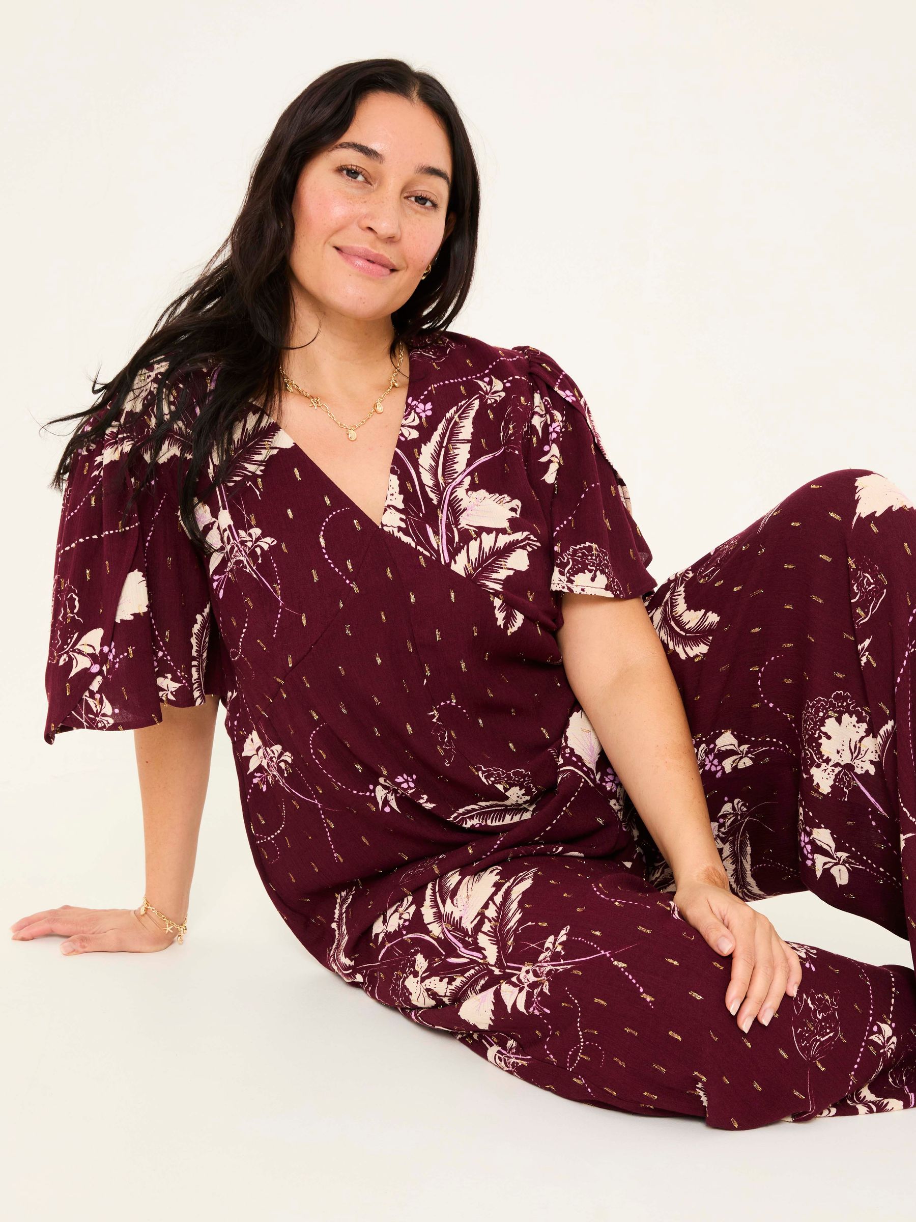 Azalea Claret Floral Print Jumpsuit - Image 12 of 16