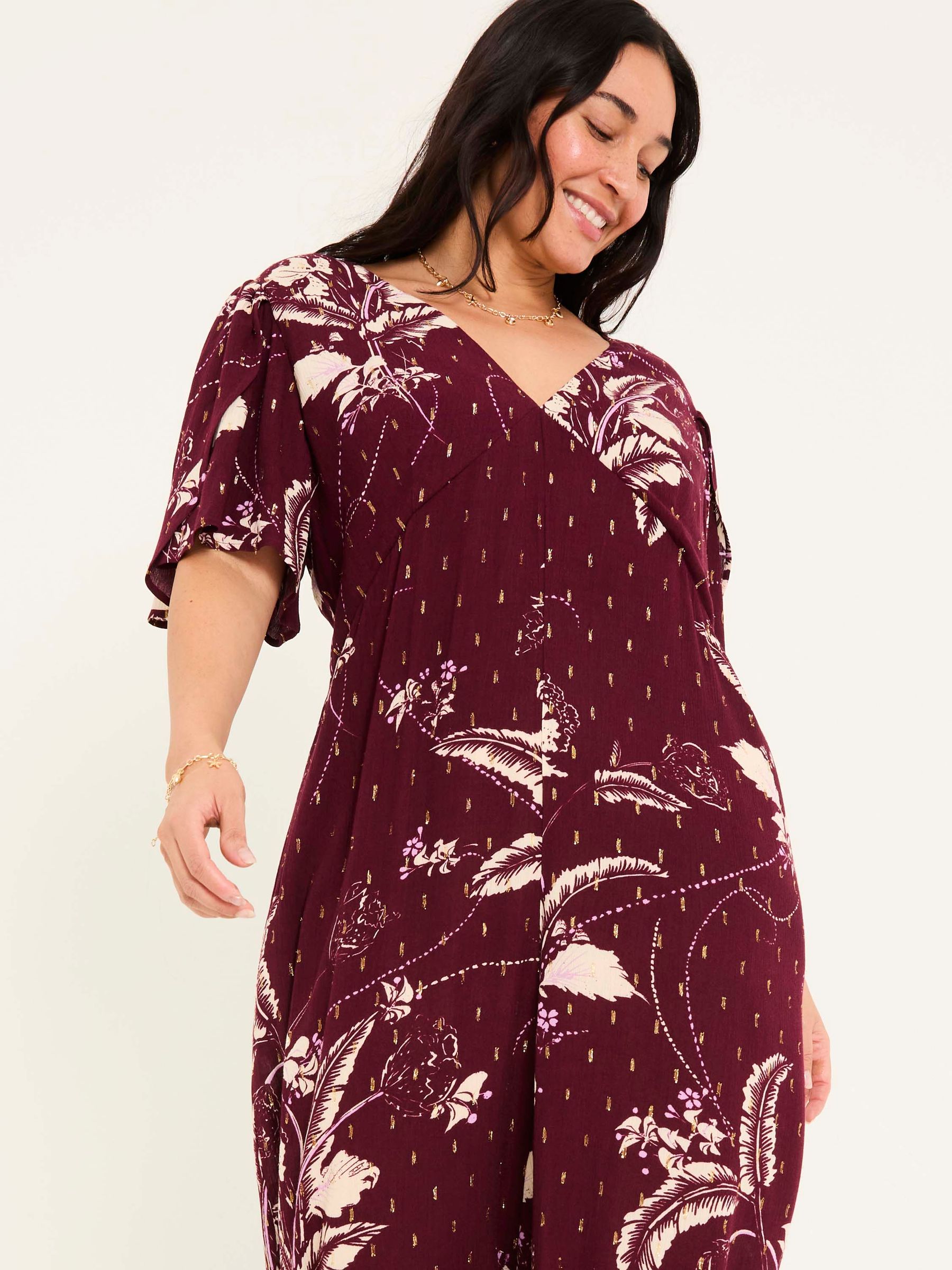 Azalea Claret Floral Print Jumpsuit - Image 13 of 16