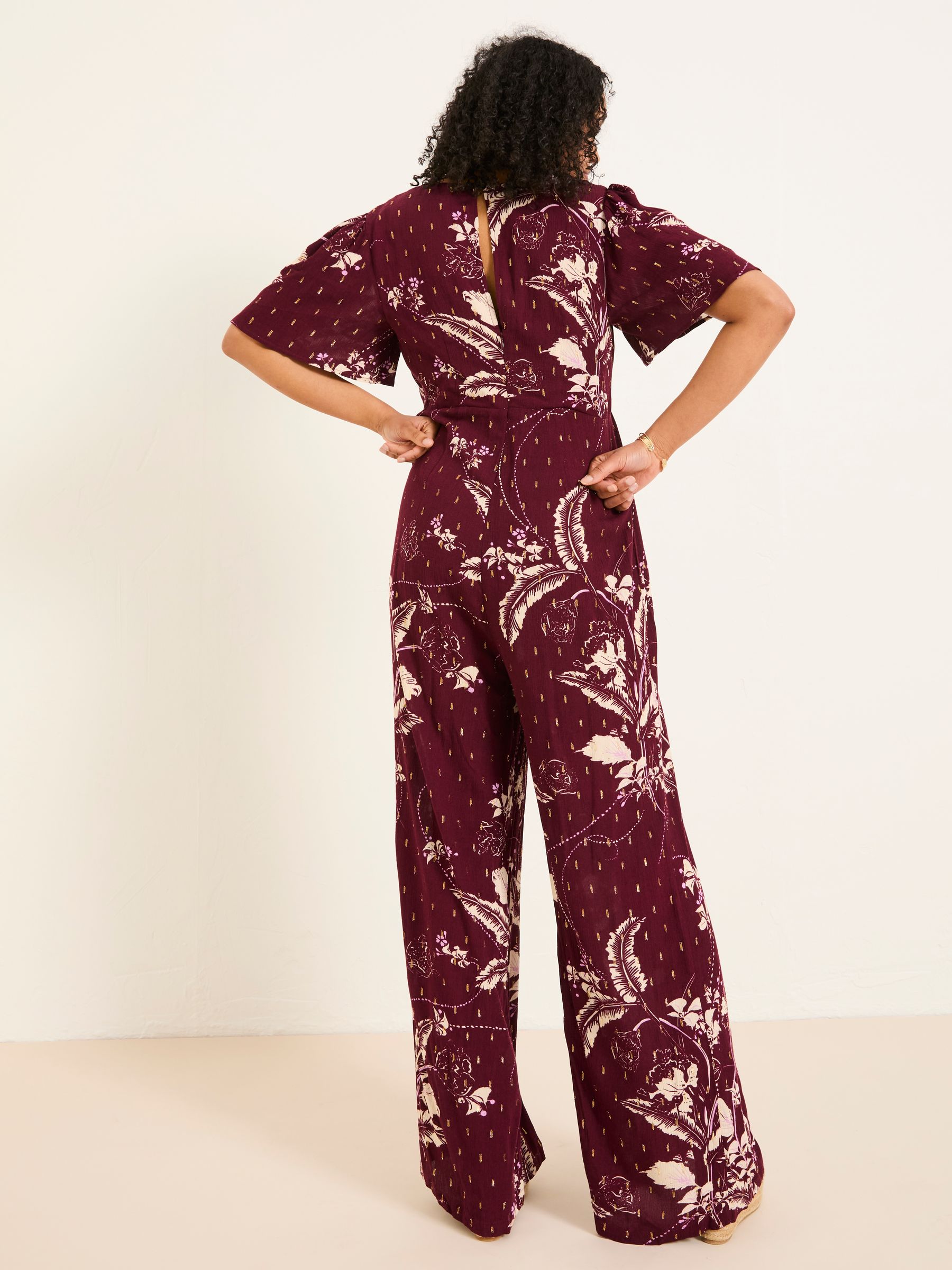 Azalea Claret Floral Print Jumpsuit | FatFace