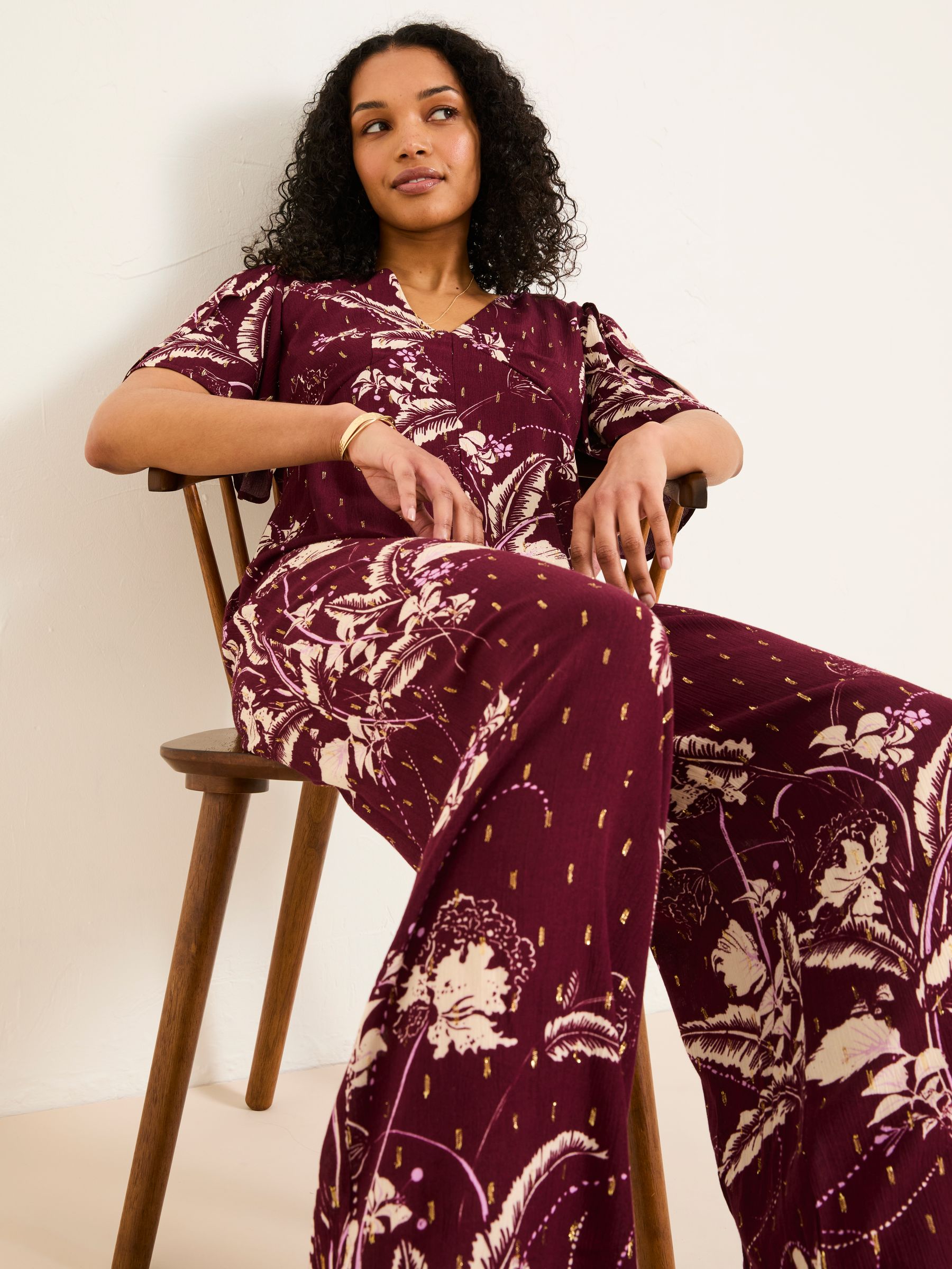 Azalea Claret Floral Print Jumpsuit - Image 6 of 16