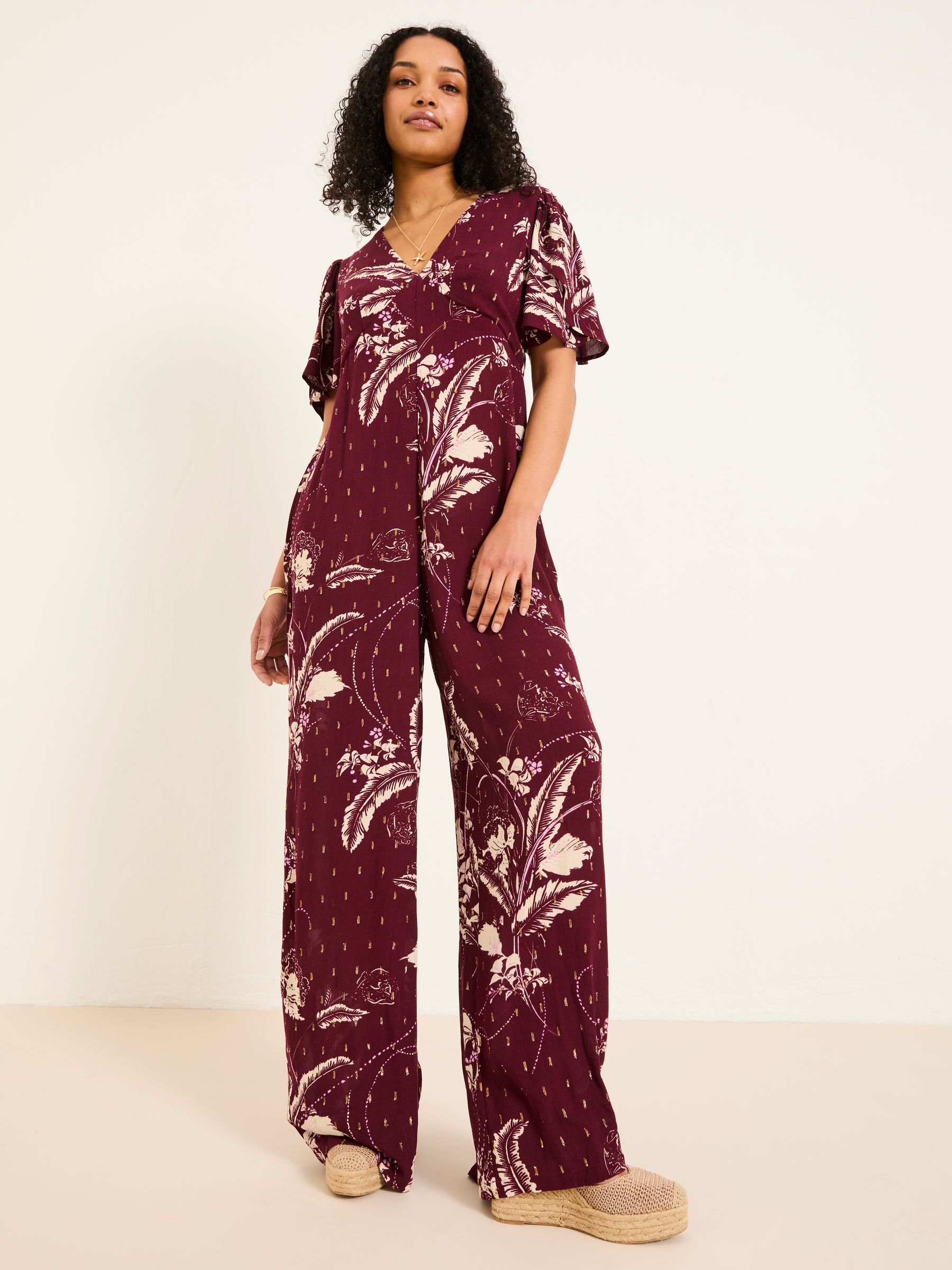 Azalea Claret Floral Print Jumpsuit | FatFace USA