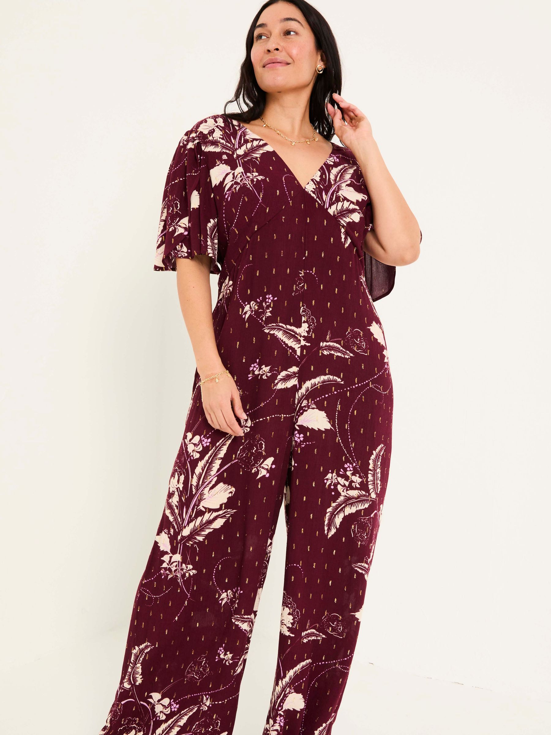 Azalea Claret Floral Print Jumpsuit - Image 9 of 16