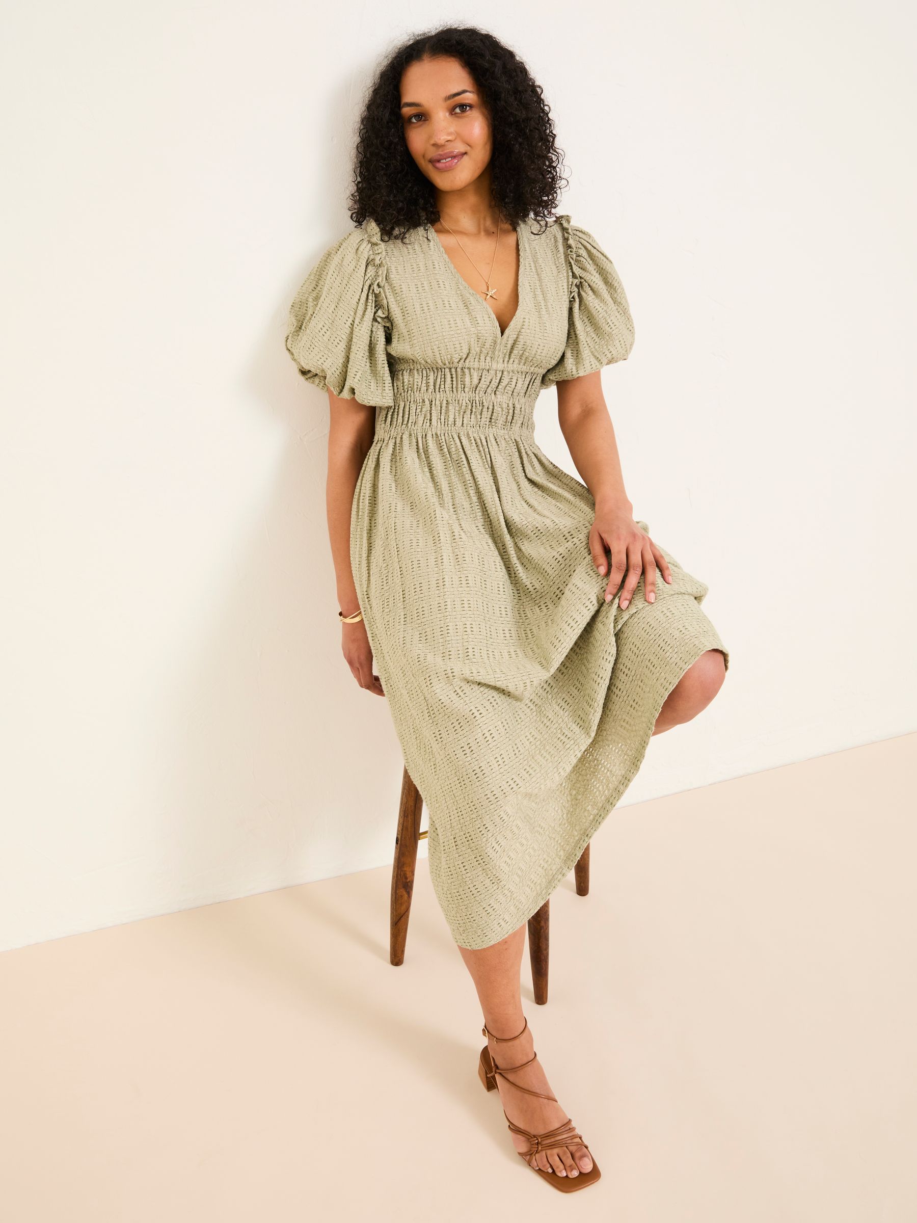 Tabitha Sage Green Textured Dress - Image 2 of 9