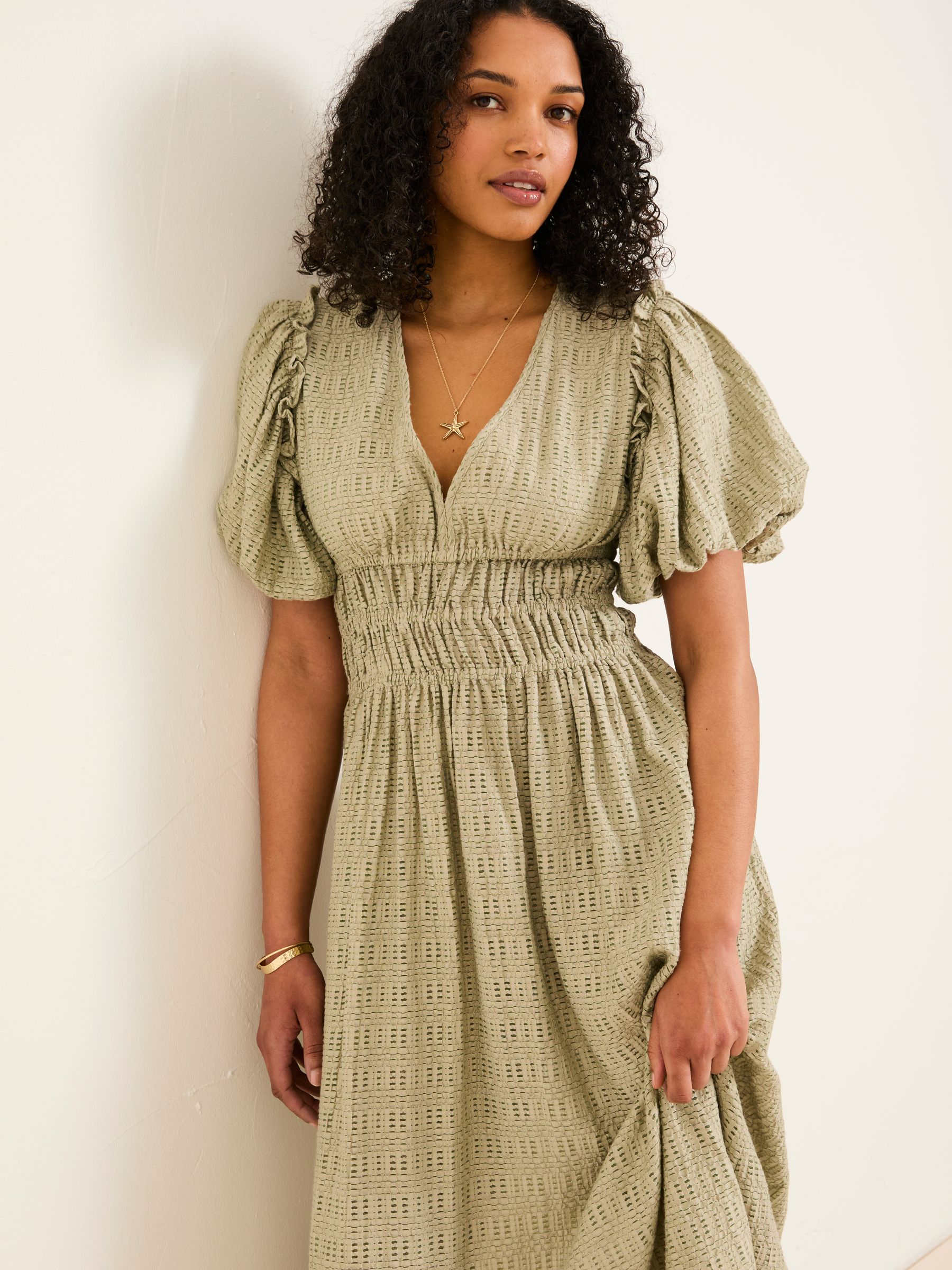 Tabitha Sage Green Textured Dress - Image 6 of 9