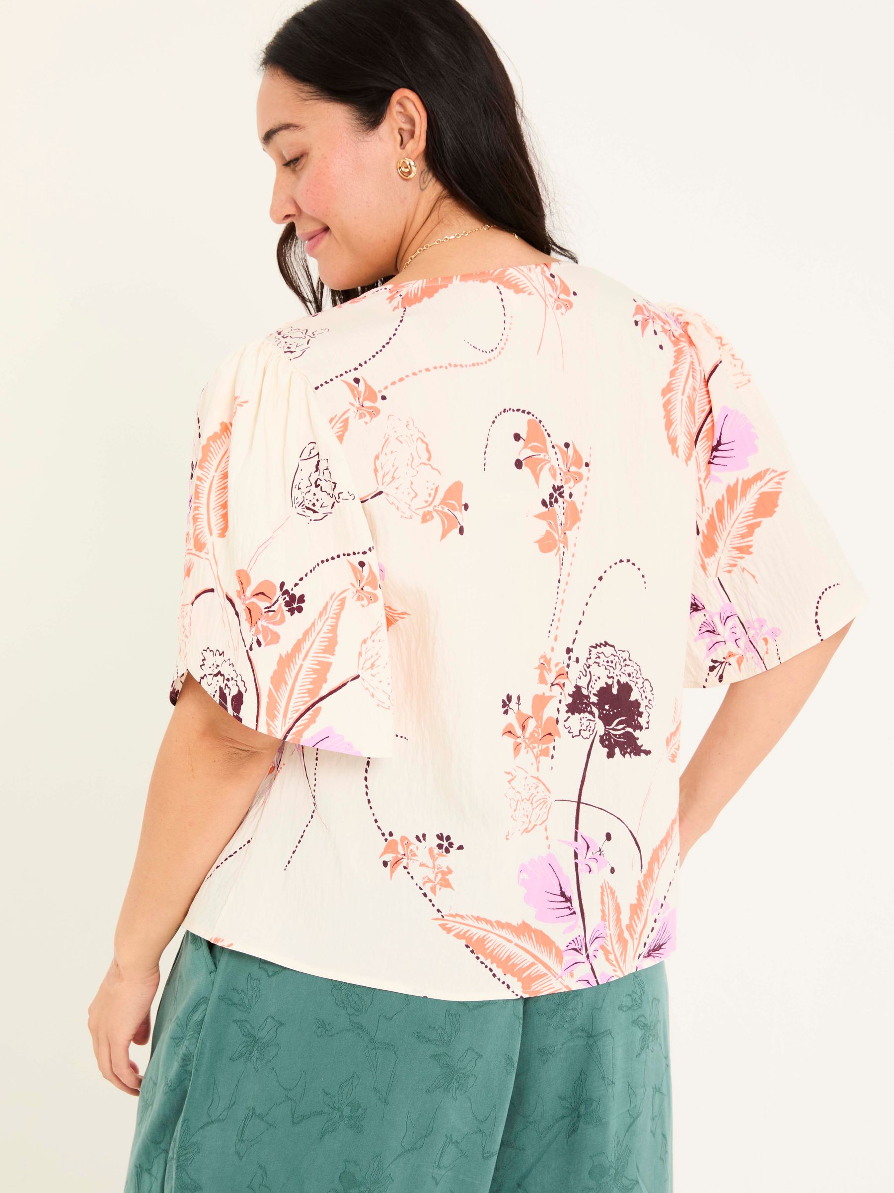 Isla Ivory Flute Sleeve Top - Image 2 of 7