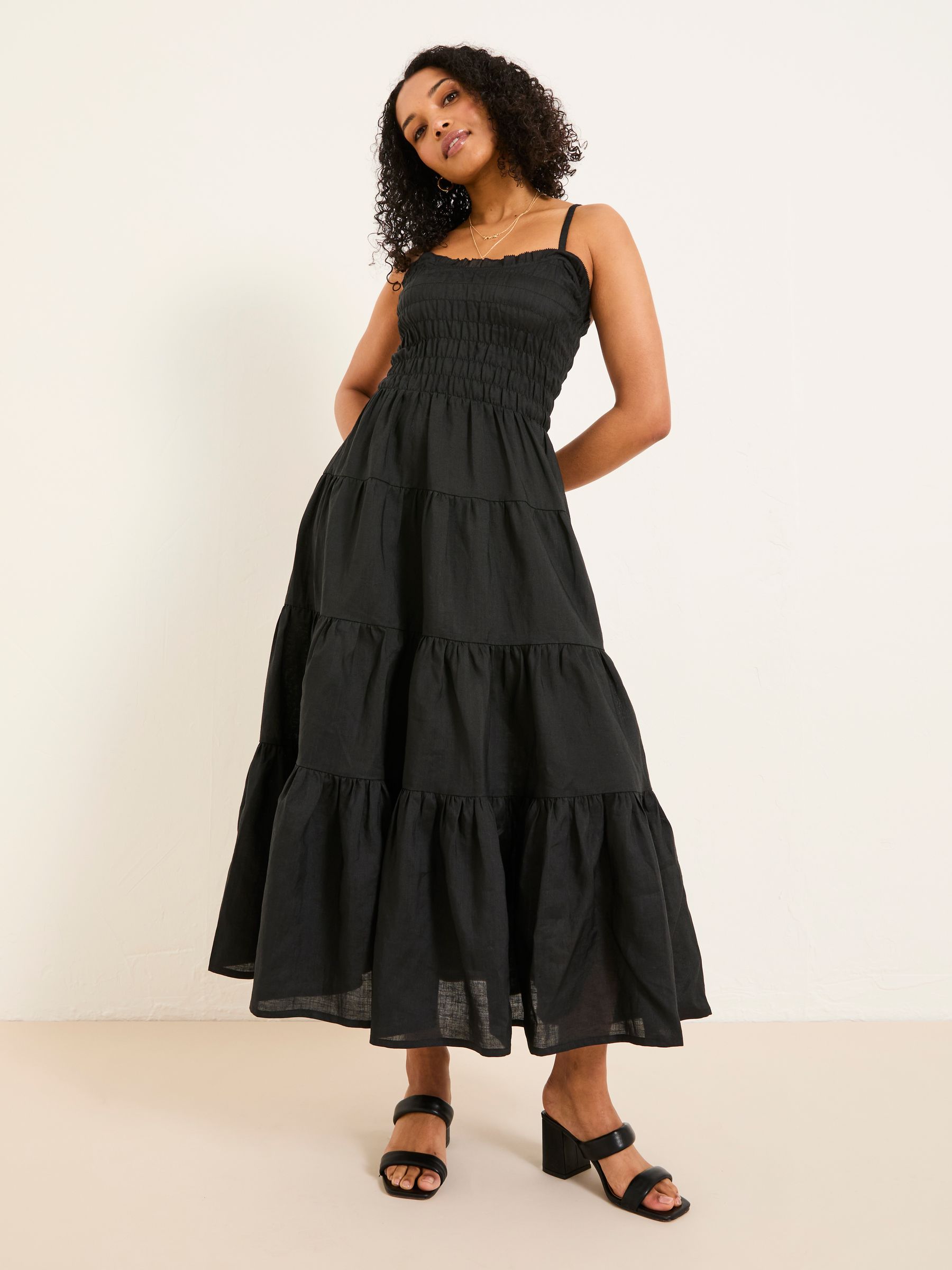Adeline Black Tiered Strappy Dress - Image 2 of 8