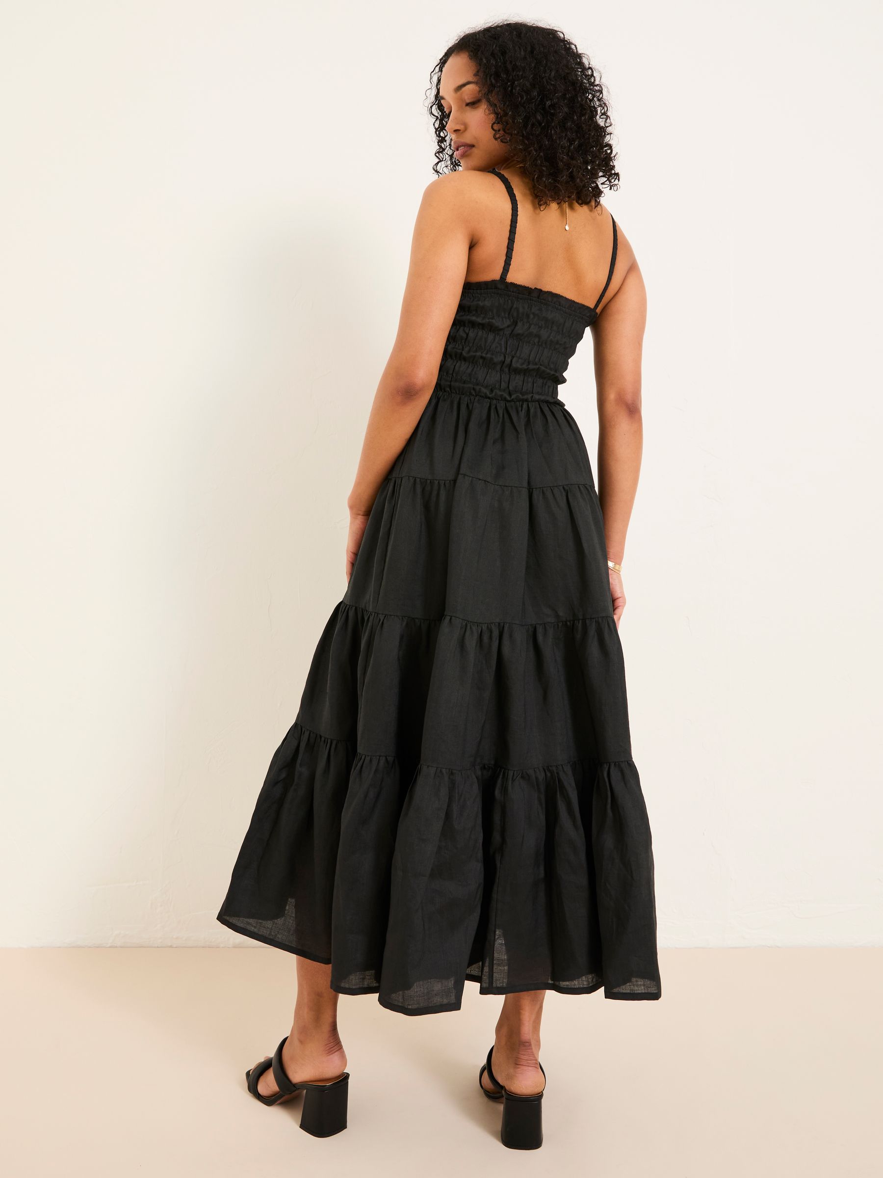 Adeline Black Tiered Strappy Dress - Image 3 of 8