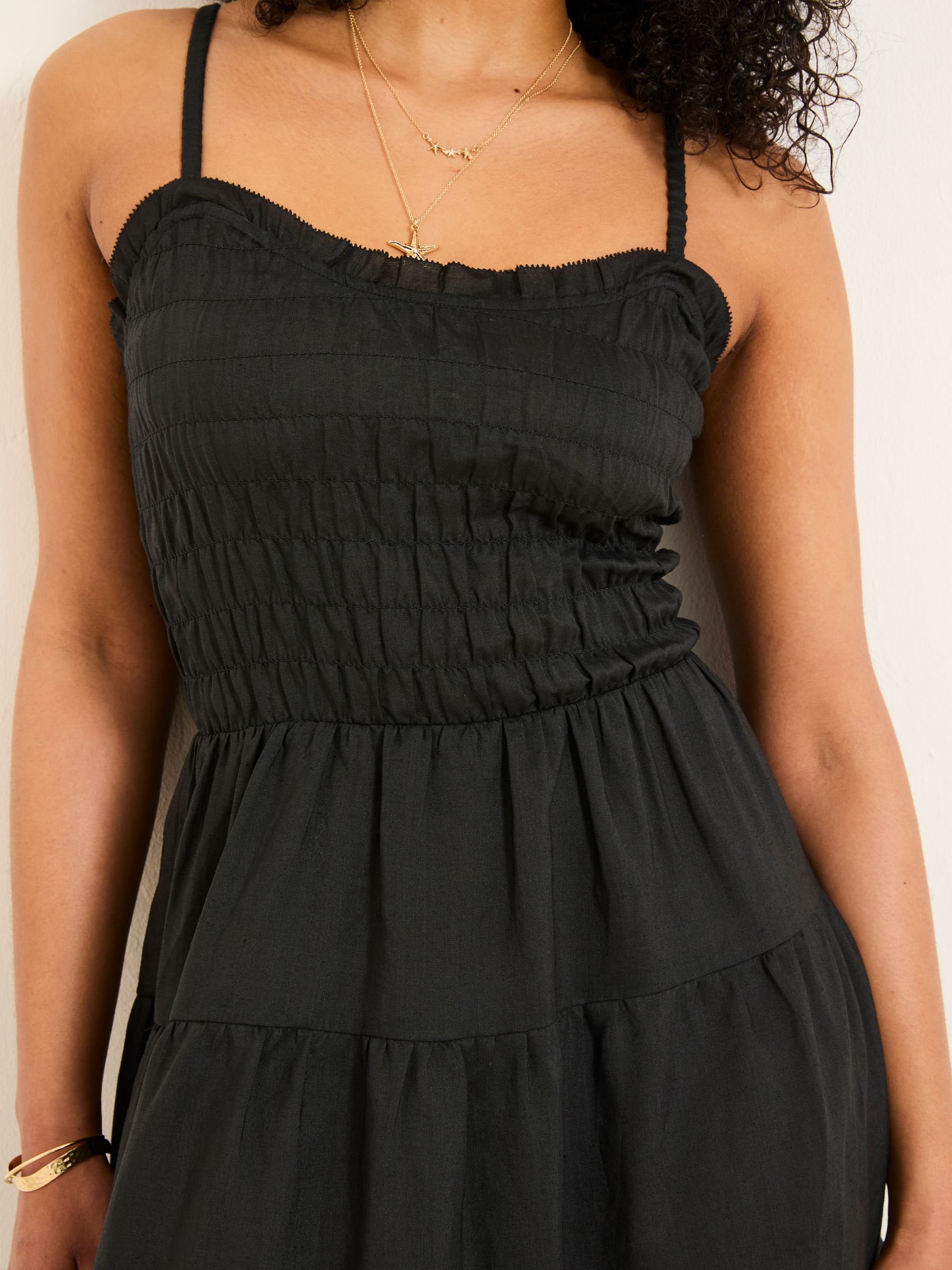 Adeline Black Tiered Strappy Dress - Image 5 of 8